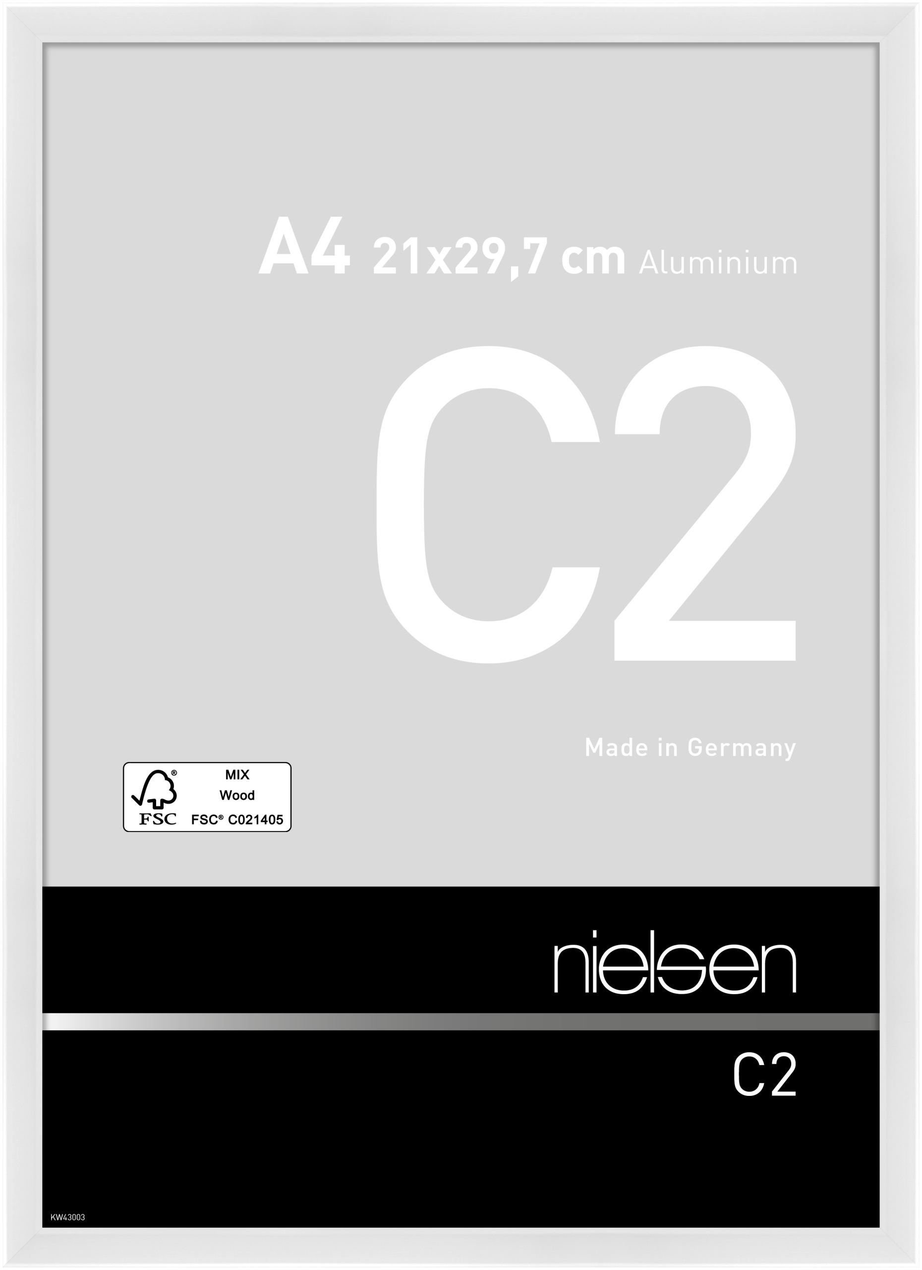 nielsen Aluminium Bilderrahmen C2, 21x29,7 cm (A4), Weiß Glanz
