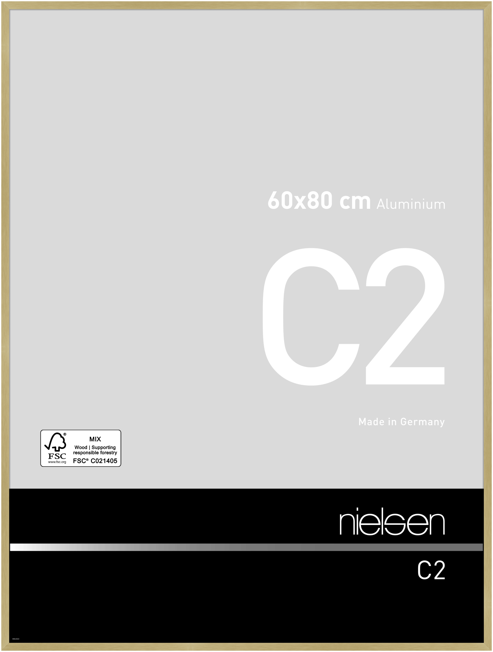nielsen Aluminium Bilderrahmen C2, 60x80 cm, Struktur Gold Matt