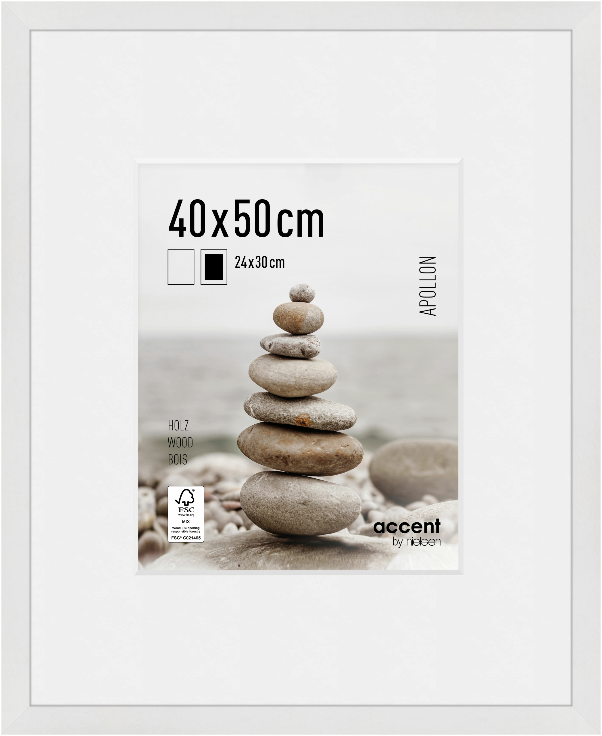 accent by nielsen Holz Bilderrahmen Apollon, 40x50 cm, Weiß