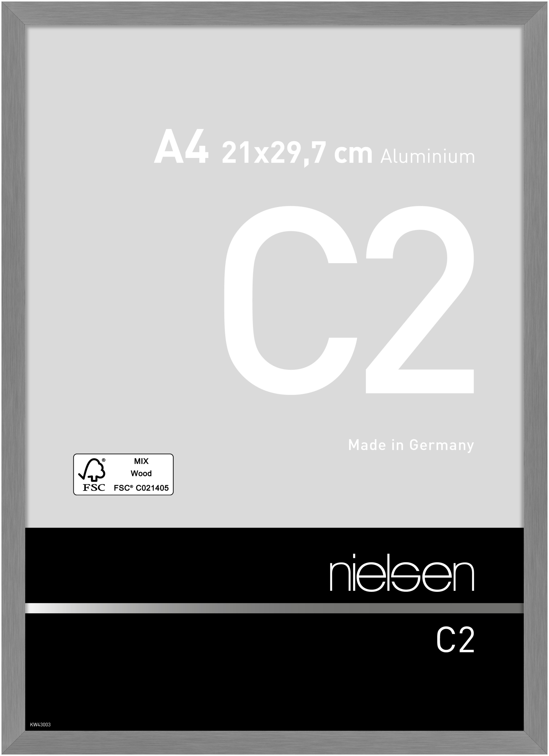 nielsen Aluminium Bilderrahmen C2, 21x29,7 cm (A4), Struktur Grau Matt