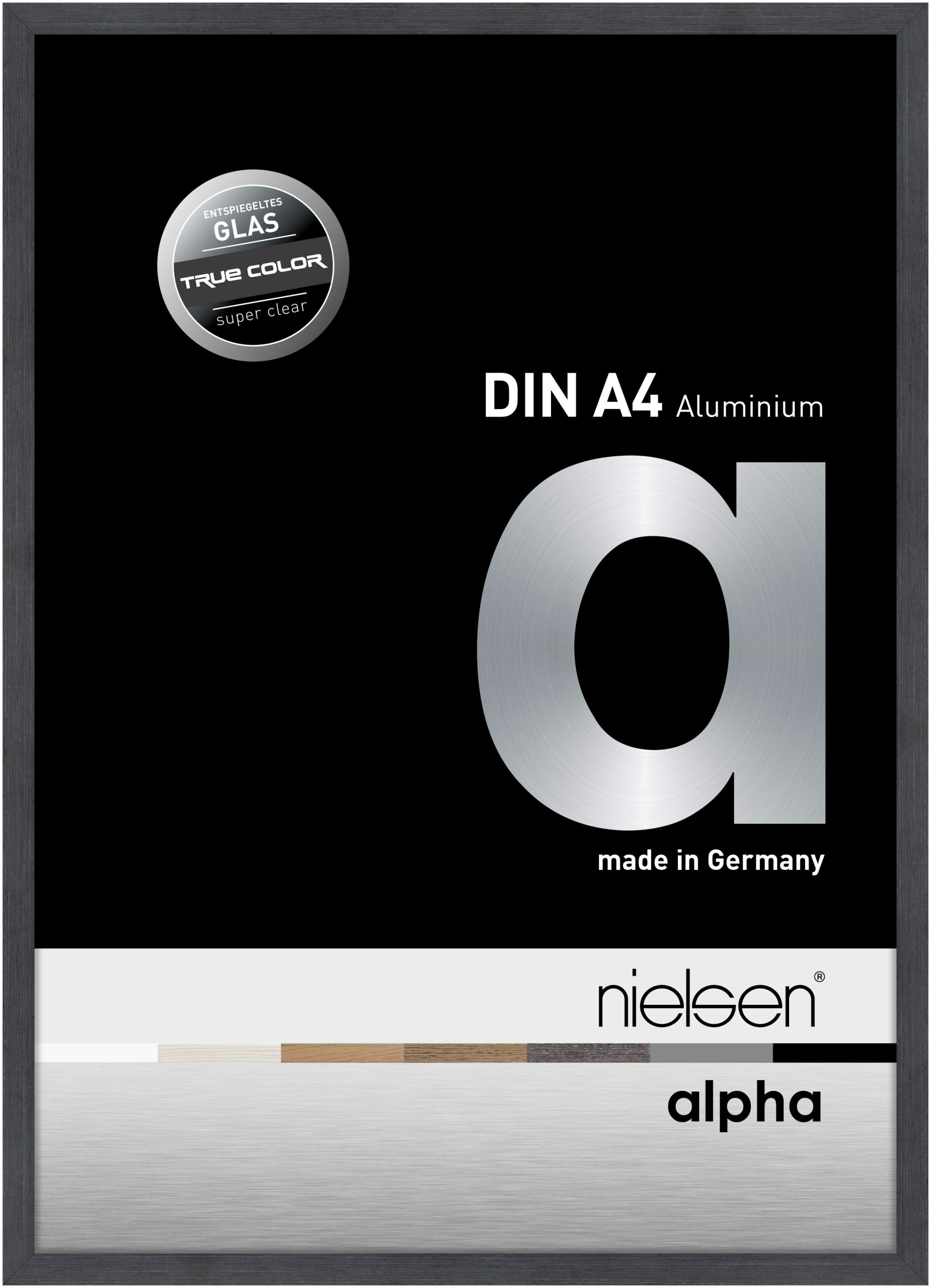nielsen Aluminium Bilderrahmen Alpha True Color, 21x29,7 cm (A4), Grau