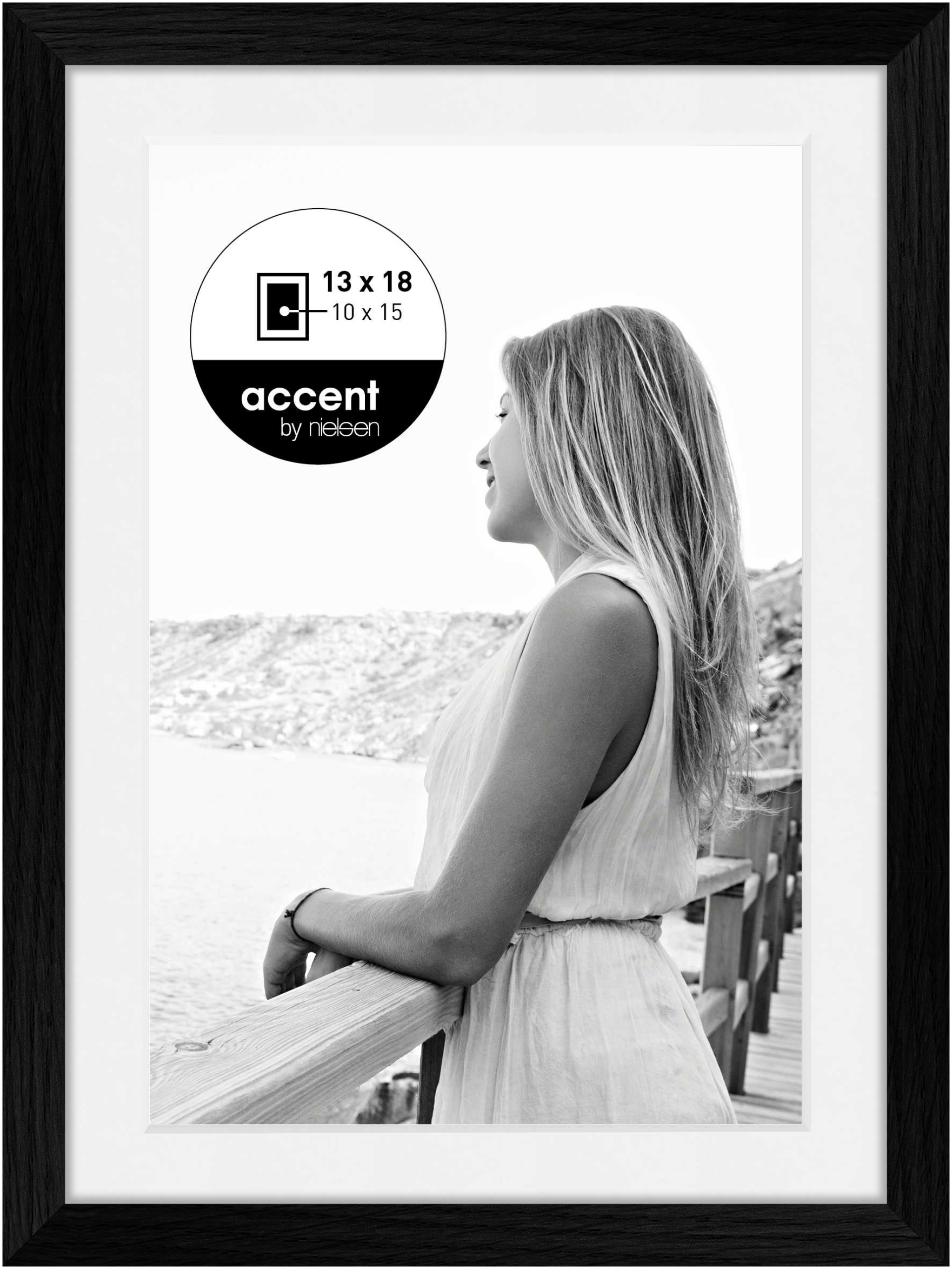 accent by nielsen Holz Bilderrahmen Aura, 13x18 cm, Schwarz