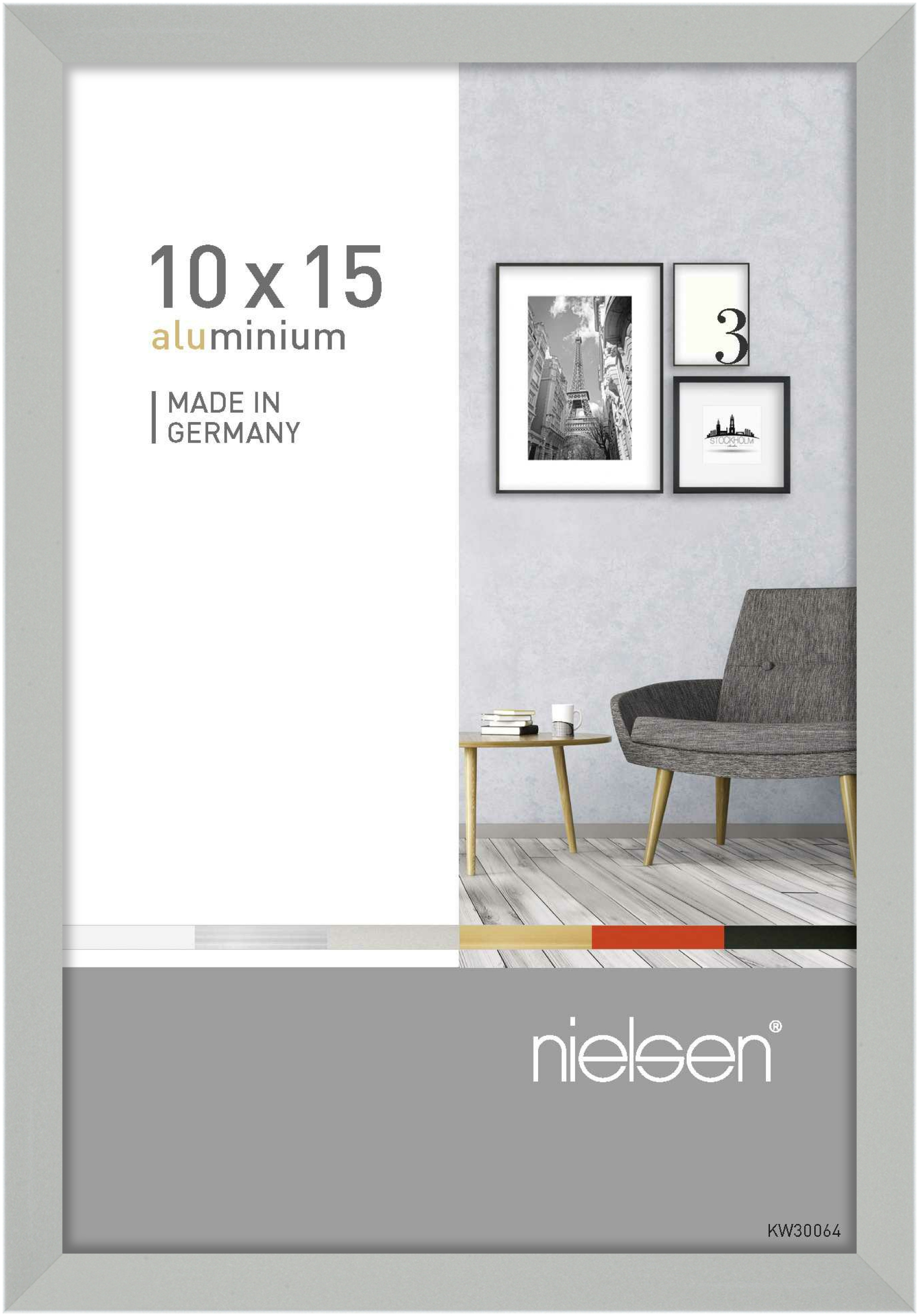 nielsen Aluminium Bilderrahmen Pixel, 10x15 cm, Silber Matt