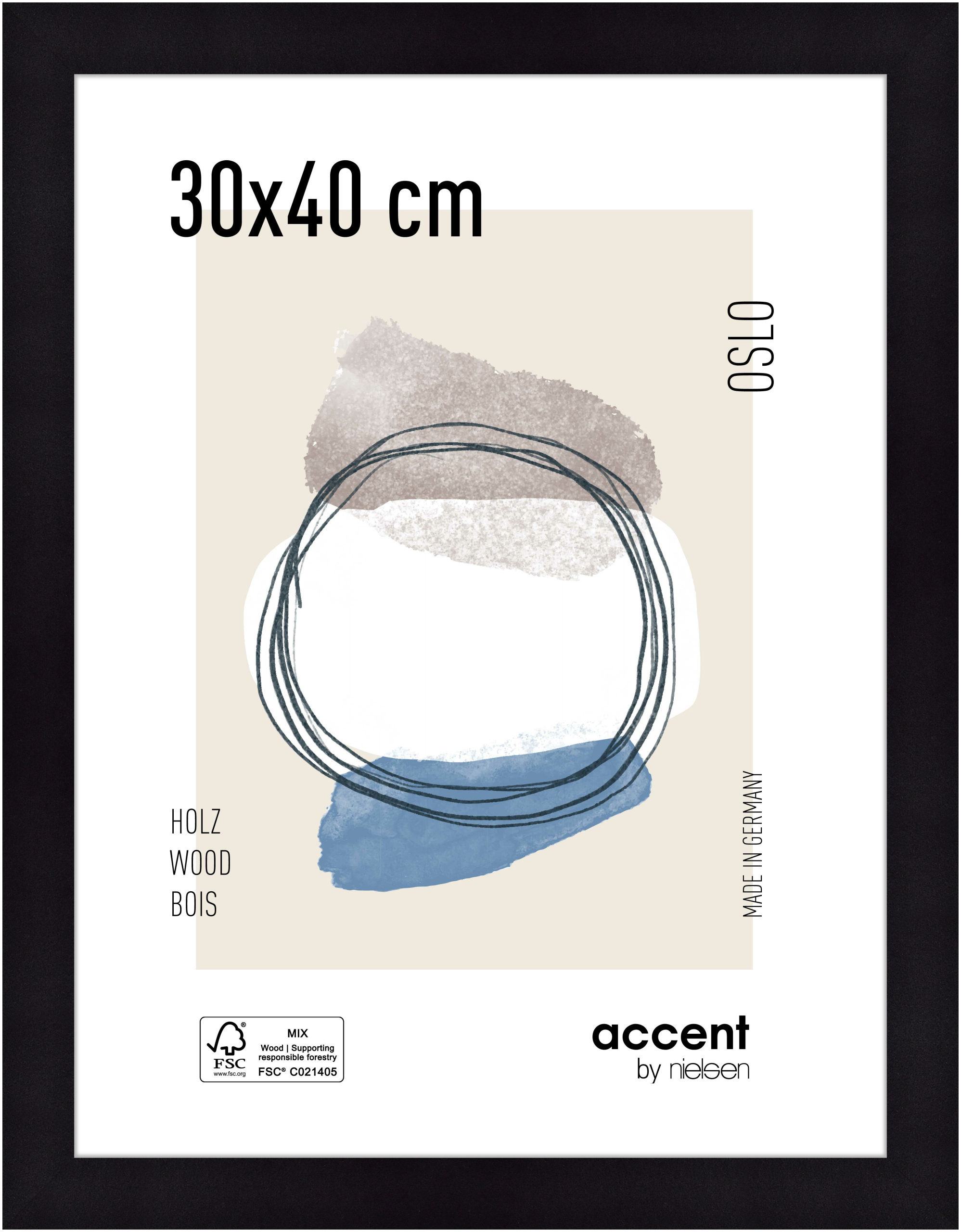 accent by nielsen Holz Bilderrahmen Oslo, 30x40 cm, Schwarz