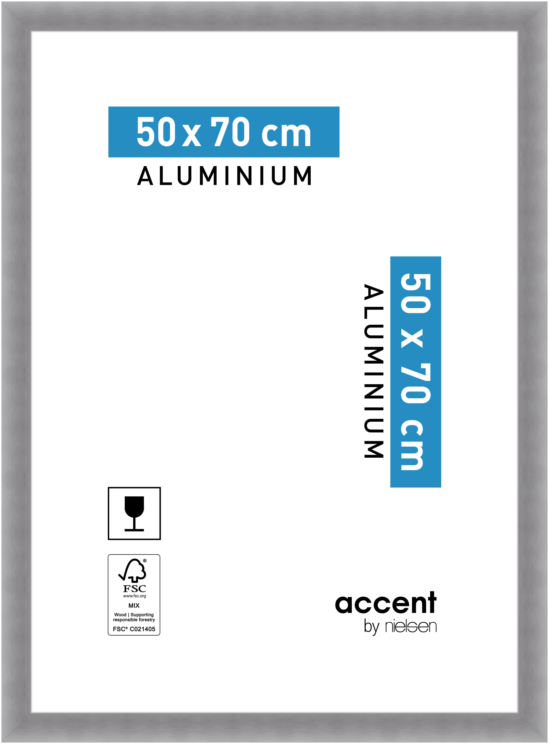 accent by nielsen Aluminium Bilderrahmen Largo, 50x70 cm, Struktur Silber Matt