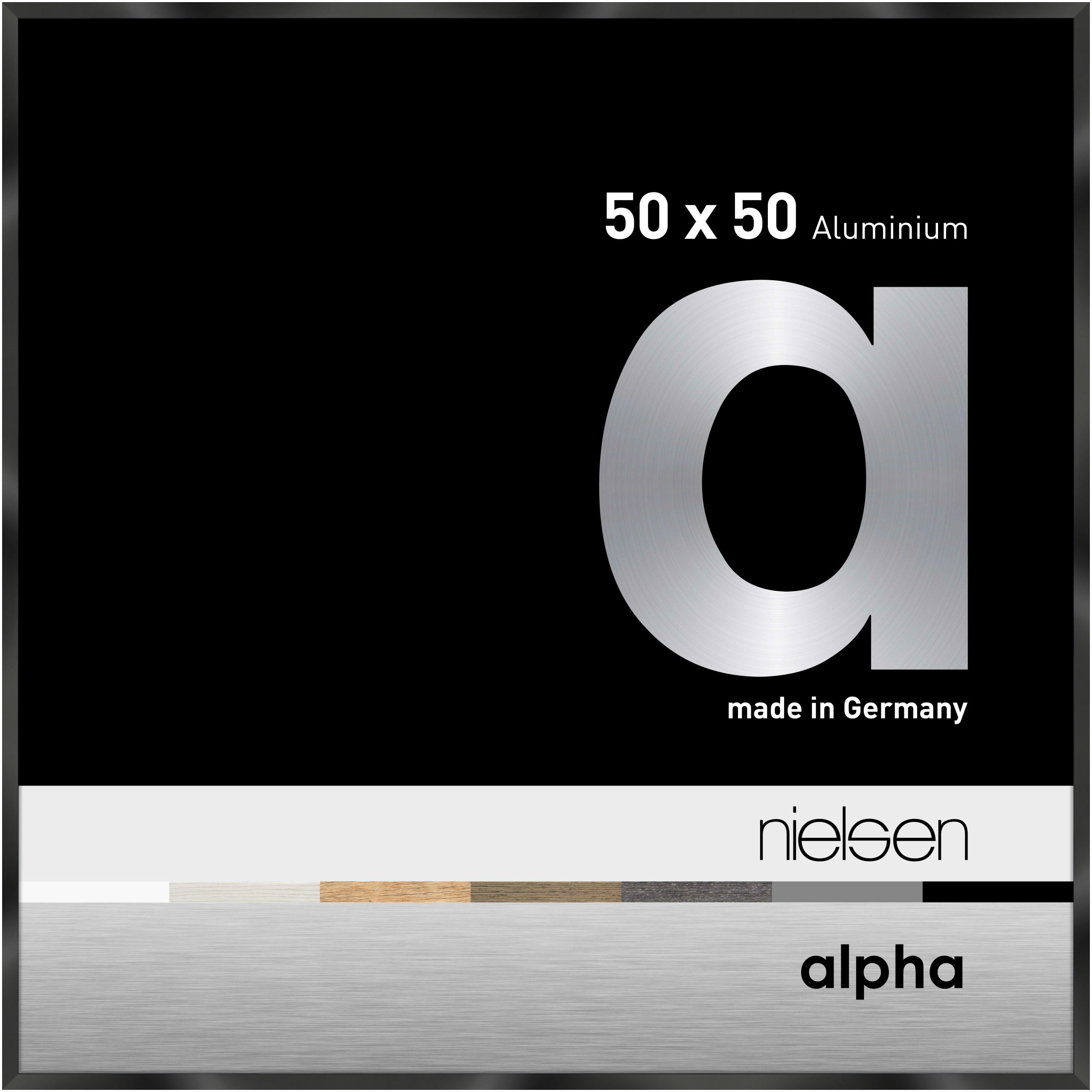 nielsen Aluminium Bilderrahmen Alpha, 50x50 cm, Eloxal Schwarz Glanz