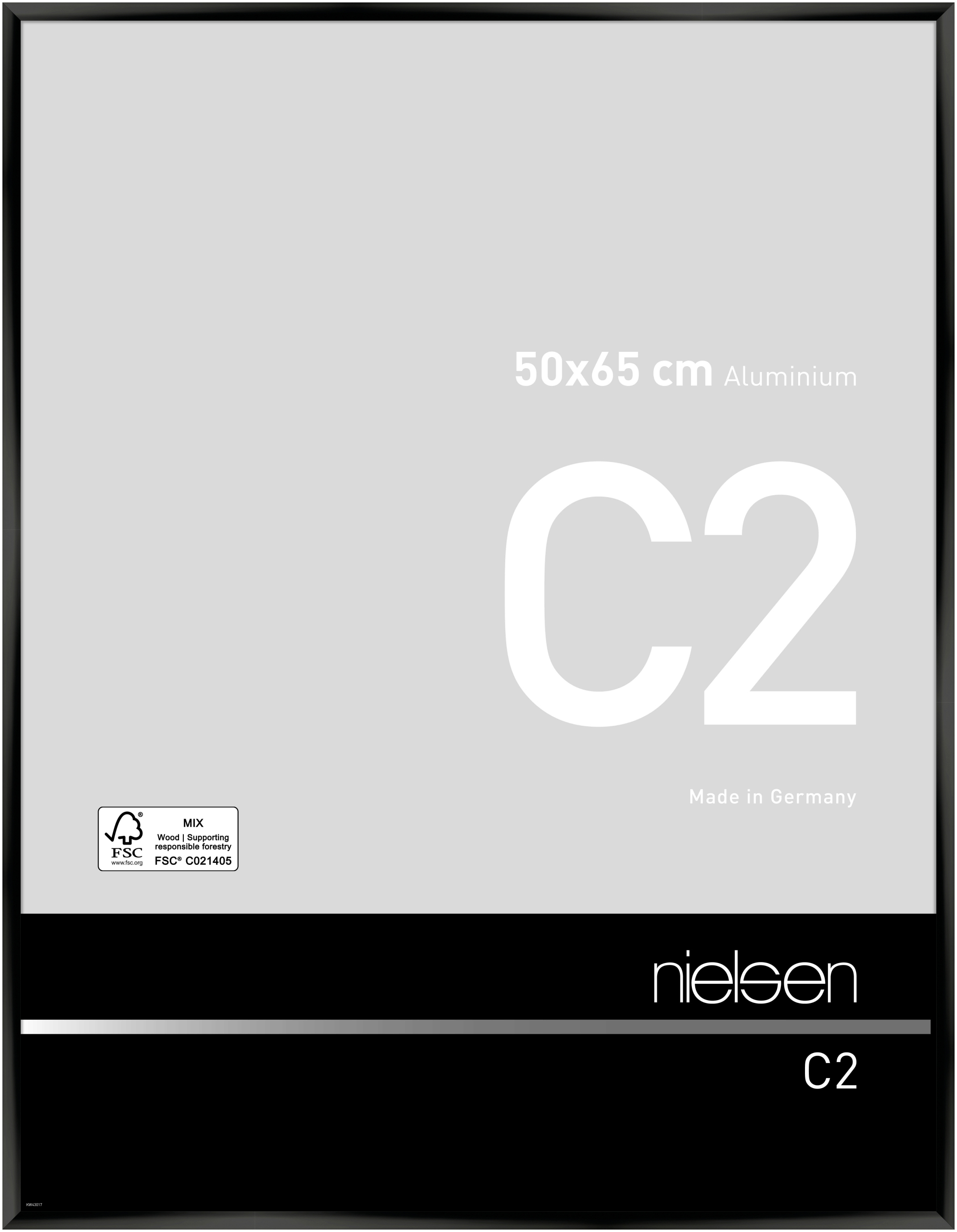 nielsen Aluminium Bilderrahmen C2, 50x65 cm, Eloxal Schwarz Glanz
