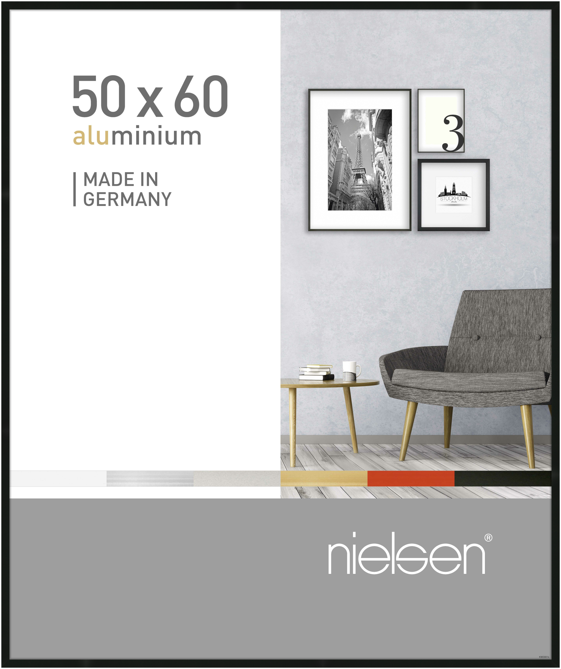 nielsen Aluminium Bilderrahmen Pixel, 50x60 cm, Schwarz