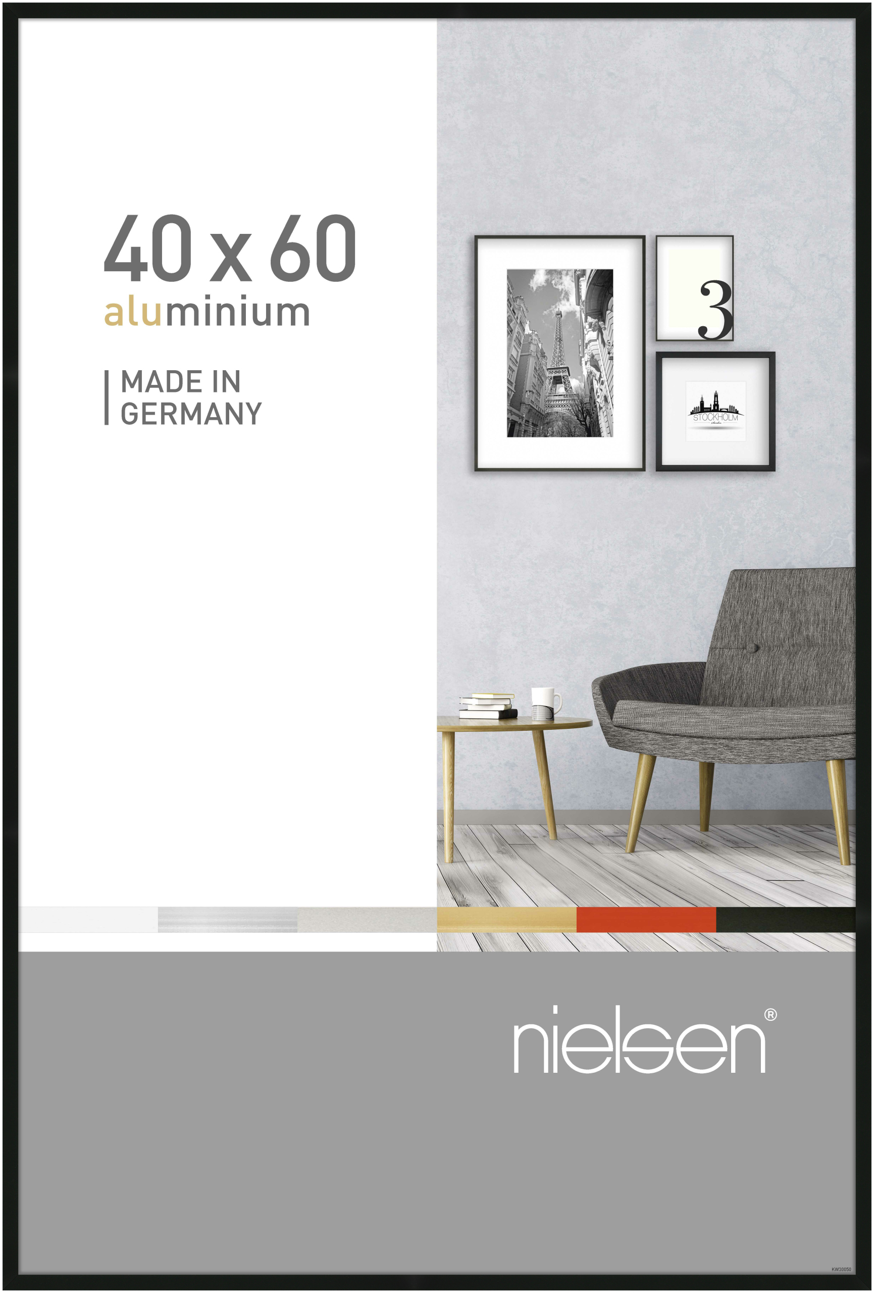 nielsen Aluminium Bilderrahmen Pixel, 40x60 cm, Schwarz