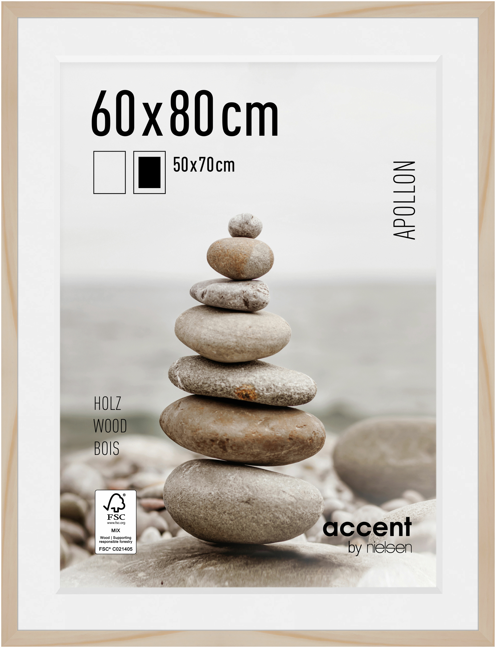 accent by nielsen Holz Bilderrahmen Apollon, 60x80 cm, Natur