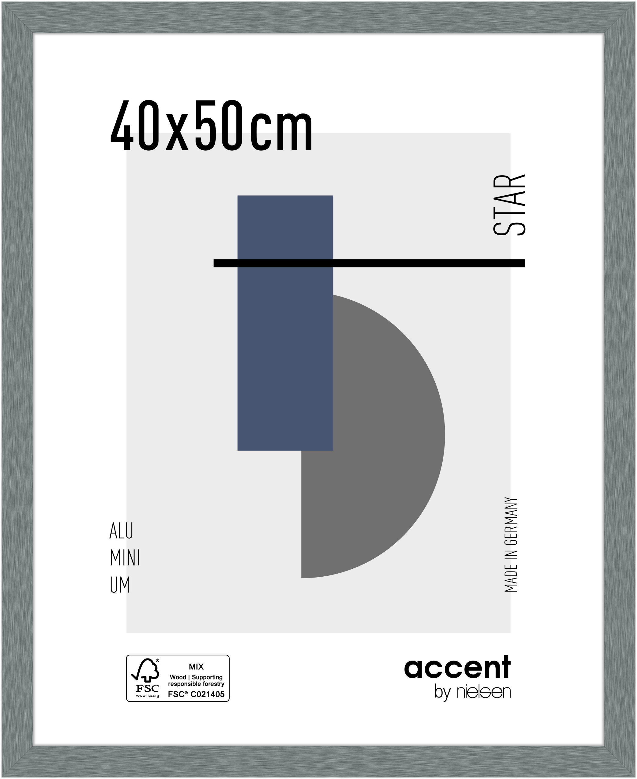 accent by nielsen Aluminium Bilderrahmen Star, 40x50 cm, Struktur Grau