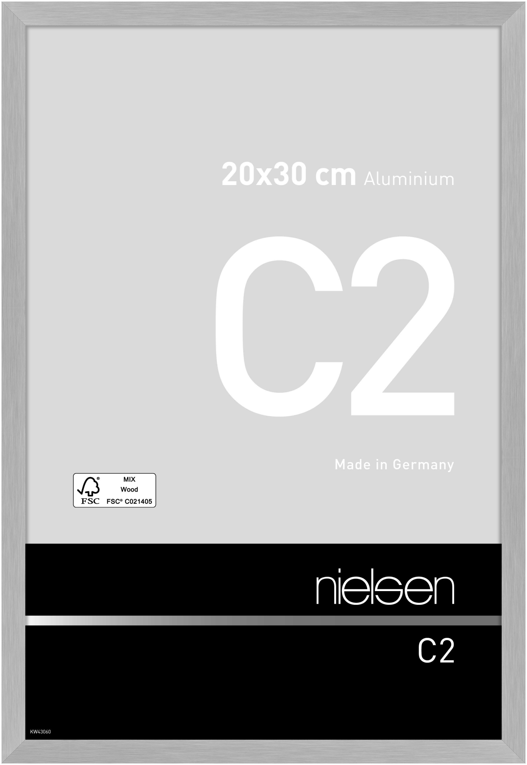 nielsen Aluminium Bilderrahmen C2, 20x30 cm, Struktur Silber Matt