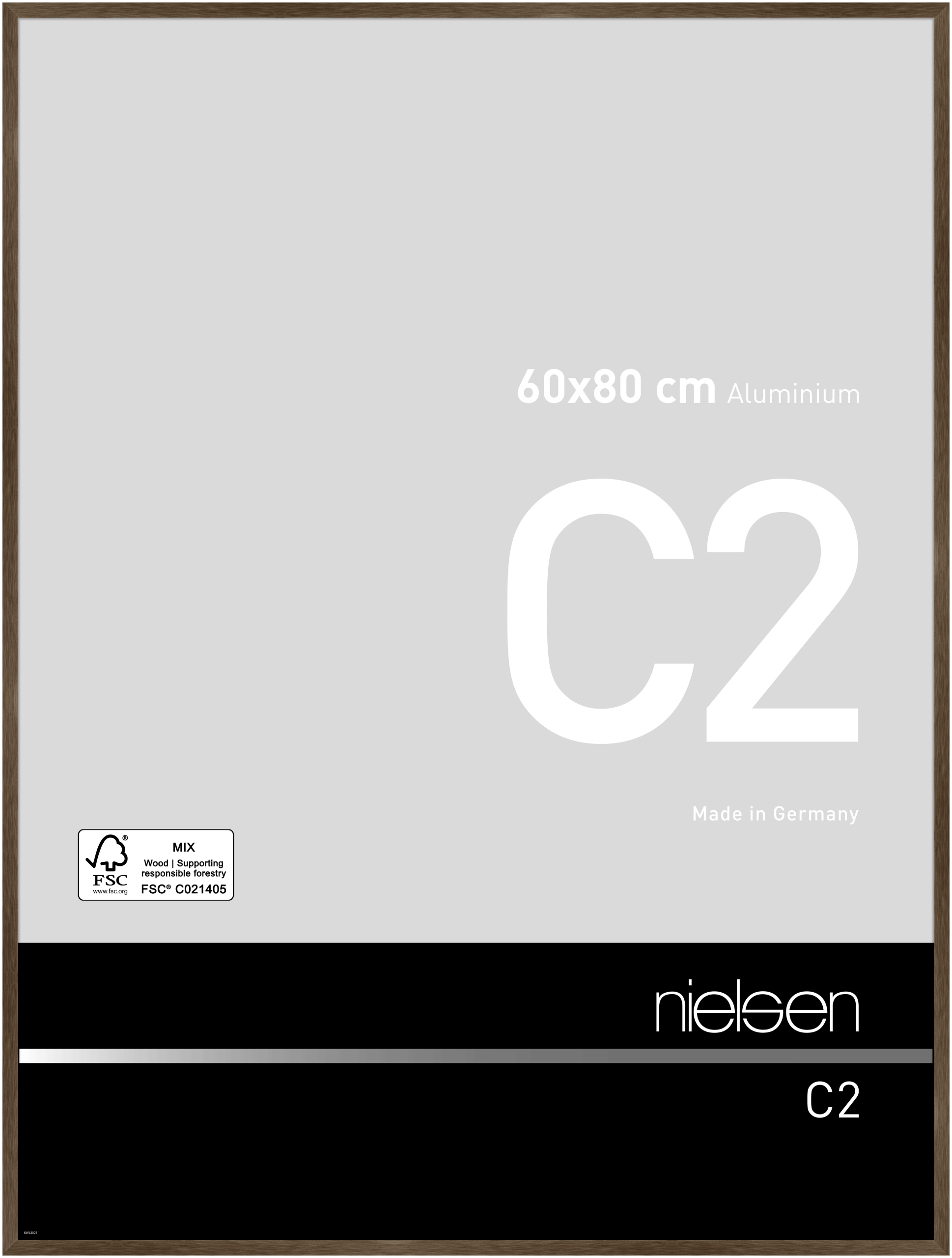 nielsen Aluminium Bilderrahmen C2, 60x80 cm, Struktur Walnuss Matt