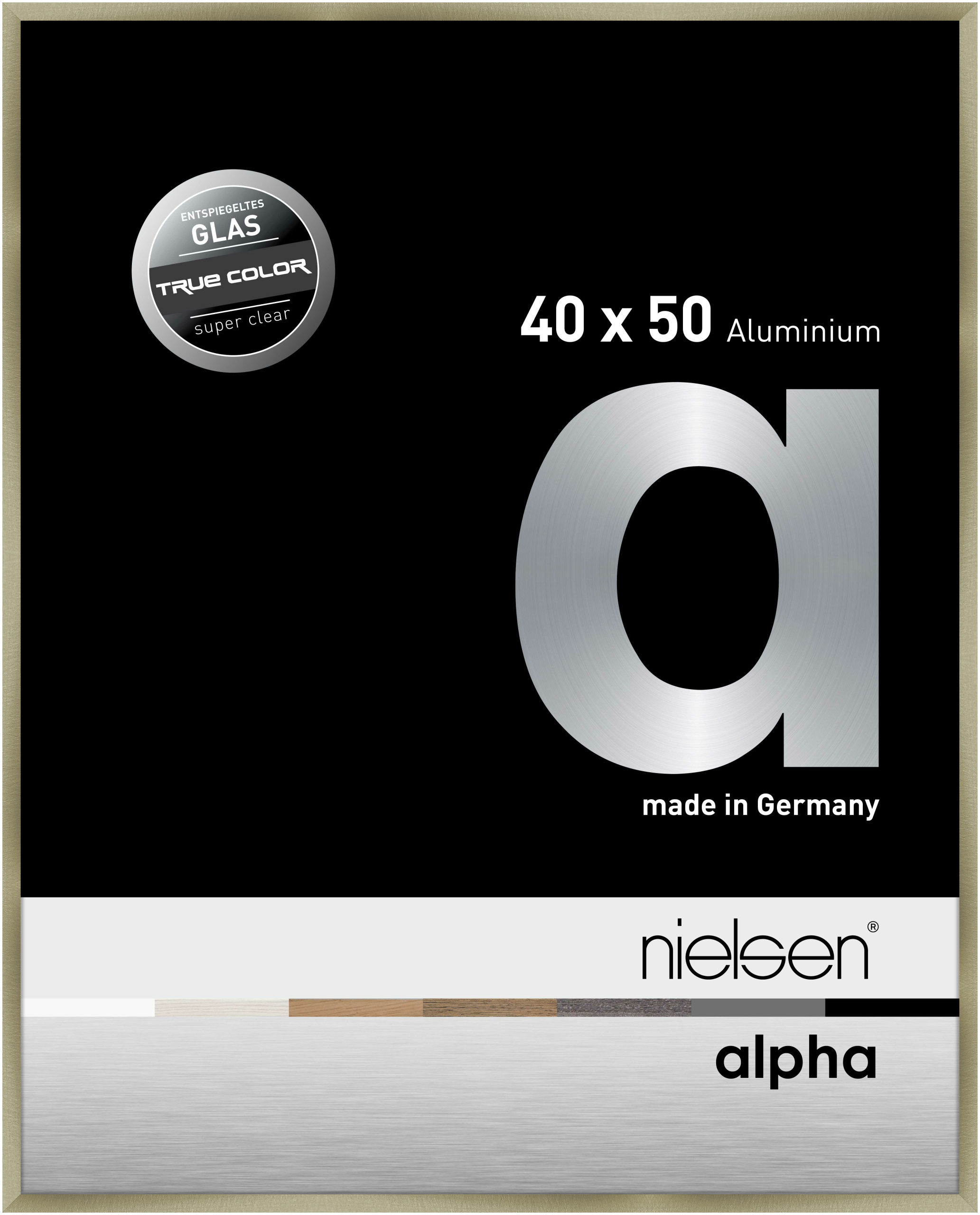 nielsen Aluminium Bilderrahmen Alpha True Color, 40x50 cm, Brushed Edelstahl