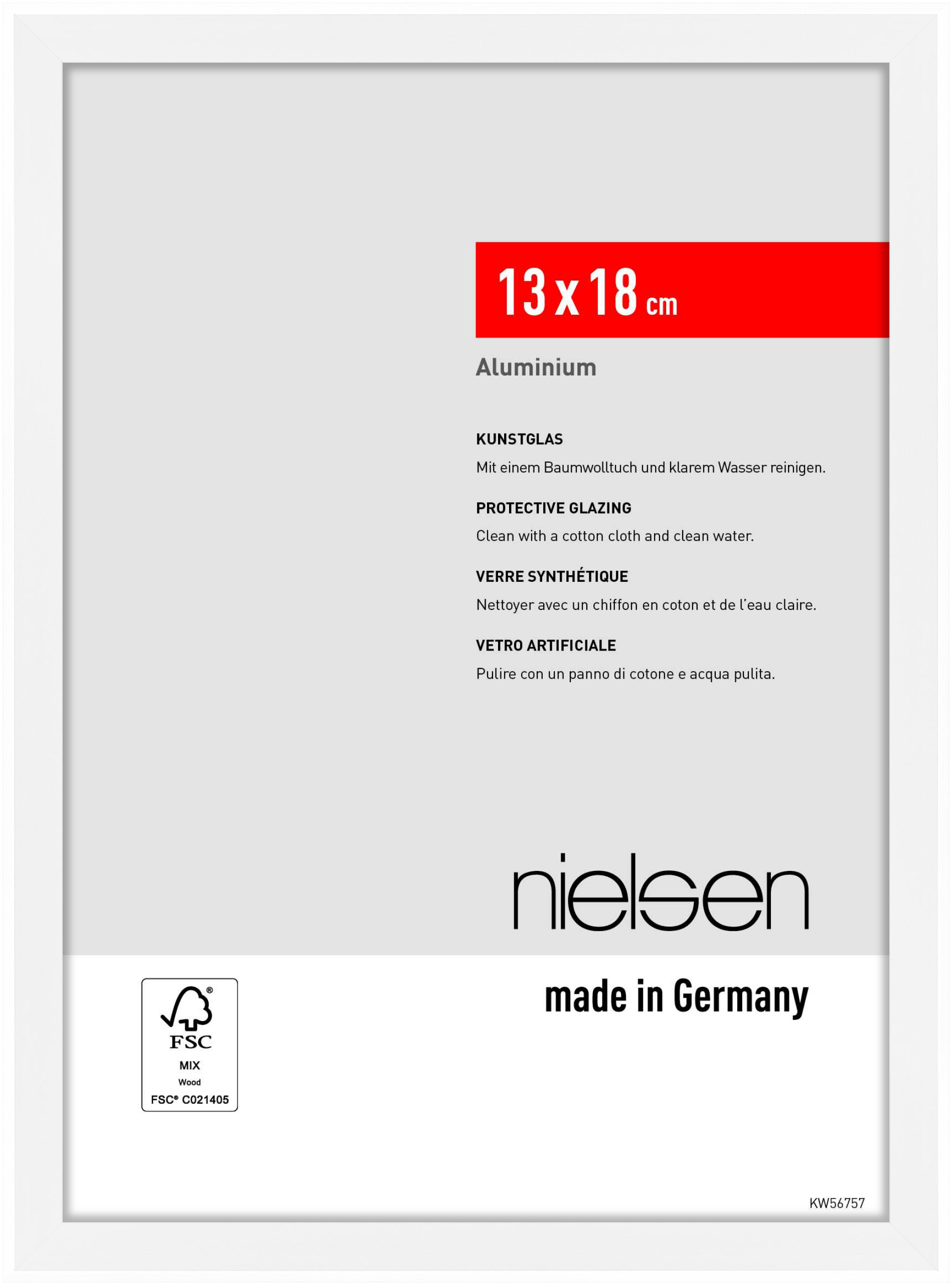 nielsen Aluminium Bilderrahmen Atlanta, 13 x 18 cm, Weiß matt