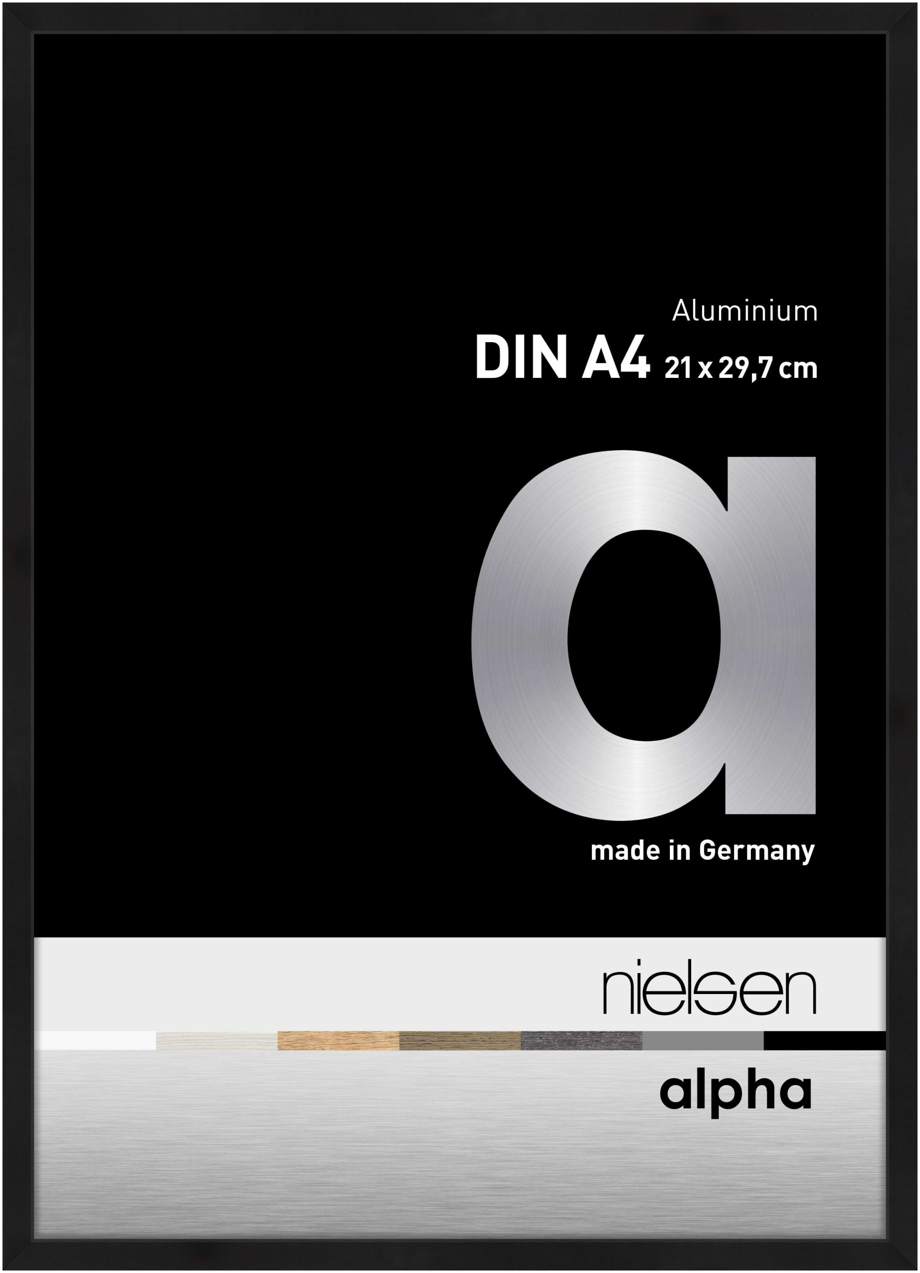 nielsen Aluminium Bilderrahmen Alpha, 21x29,7 cm (A4), Eloxal Schwarz Matt