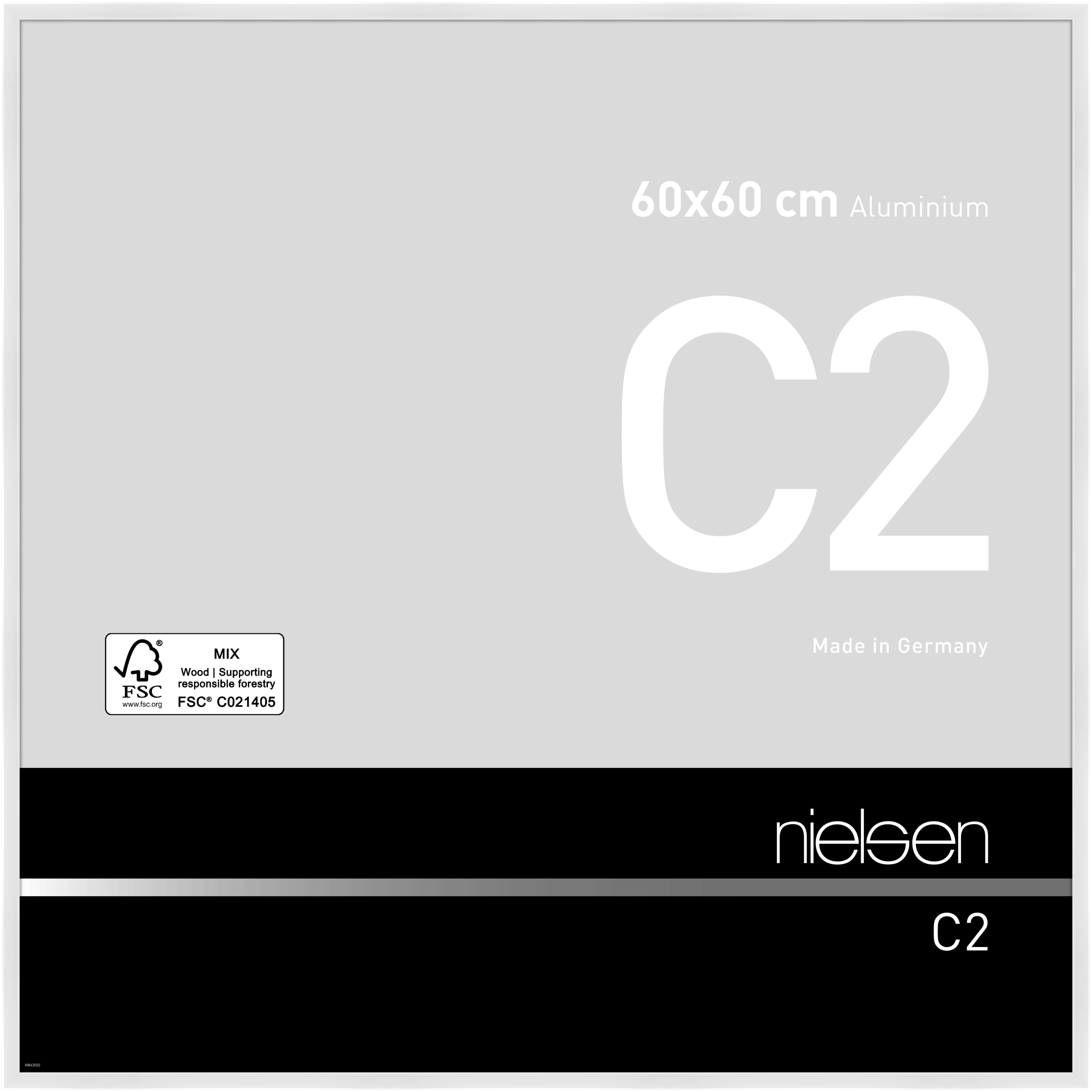 nielsen Aluminium Bilderrahmen C2, 60x60 cm, Weiß Glanz