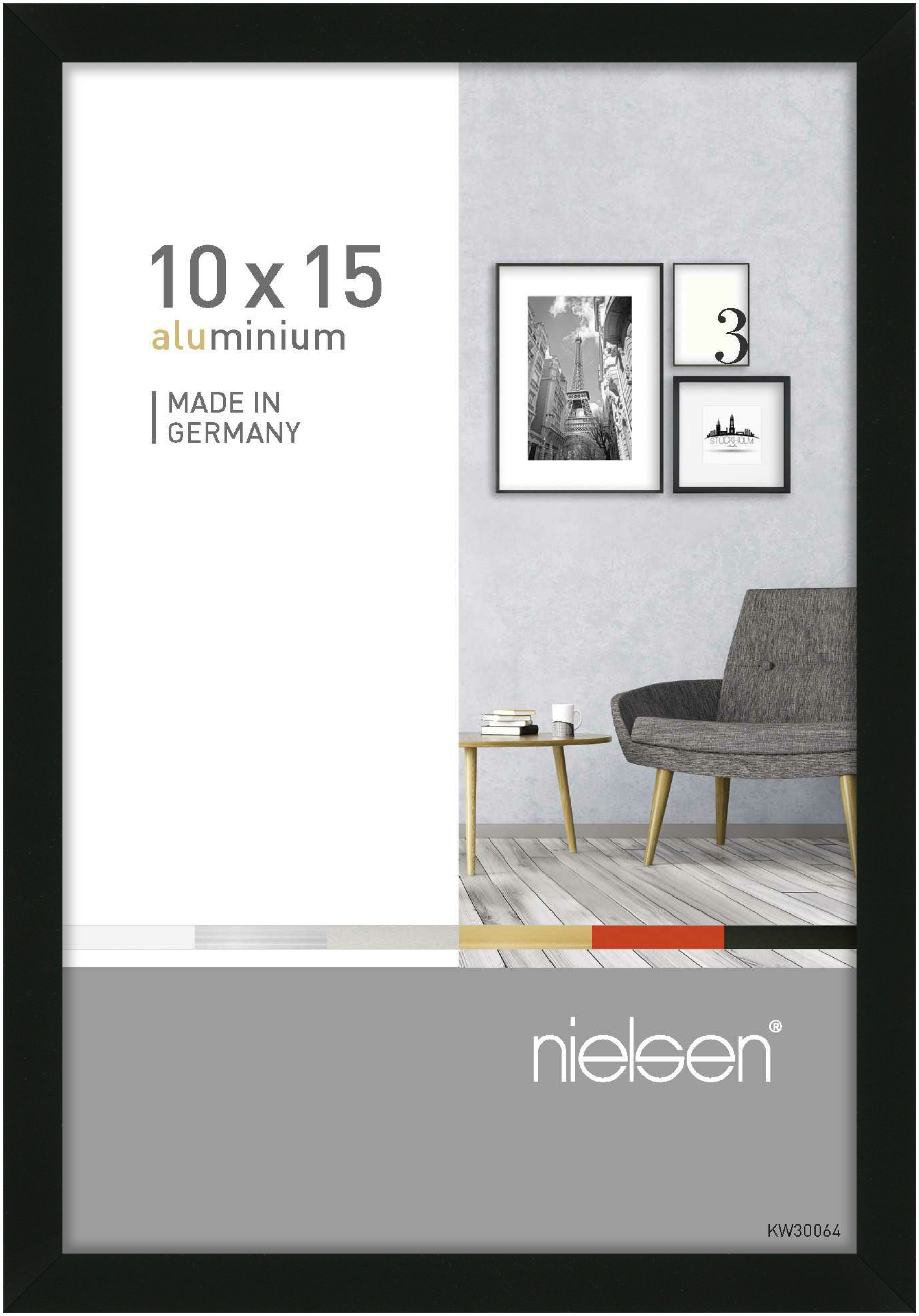 nielsen Aluminium Bilderrahmen Pixel, 10x15 cm, Schwarz