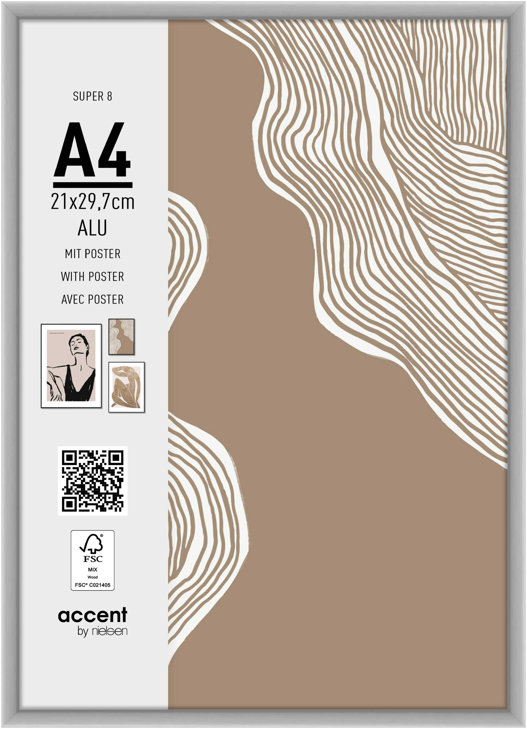 accent by nielsen Aluminium Bilderrahmen Super 8, 21x29,7 cm, Silber matt