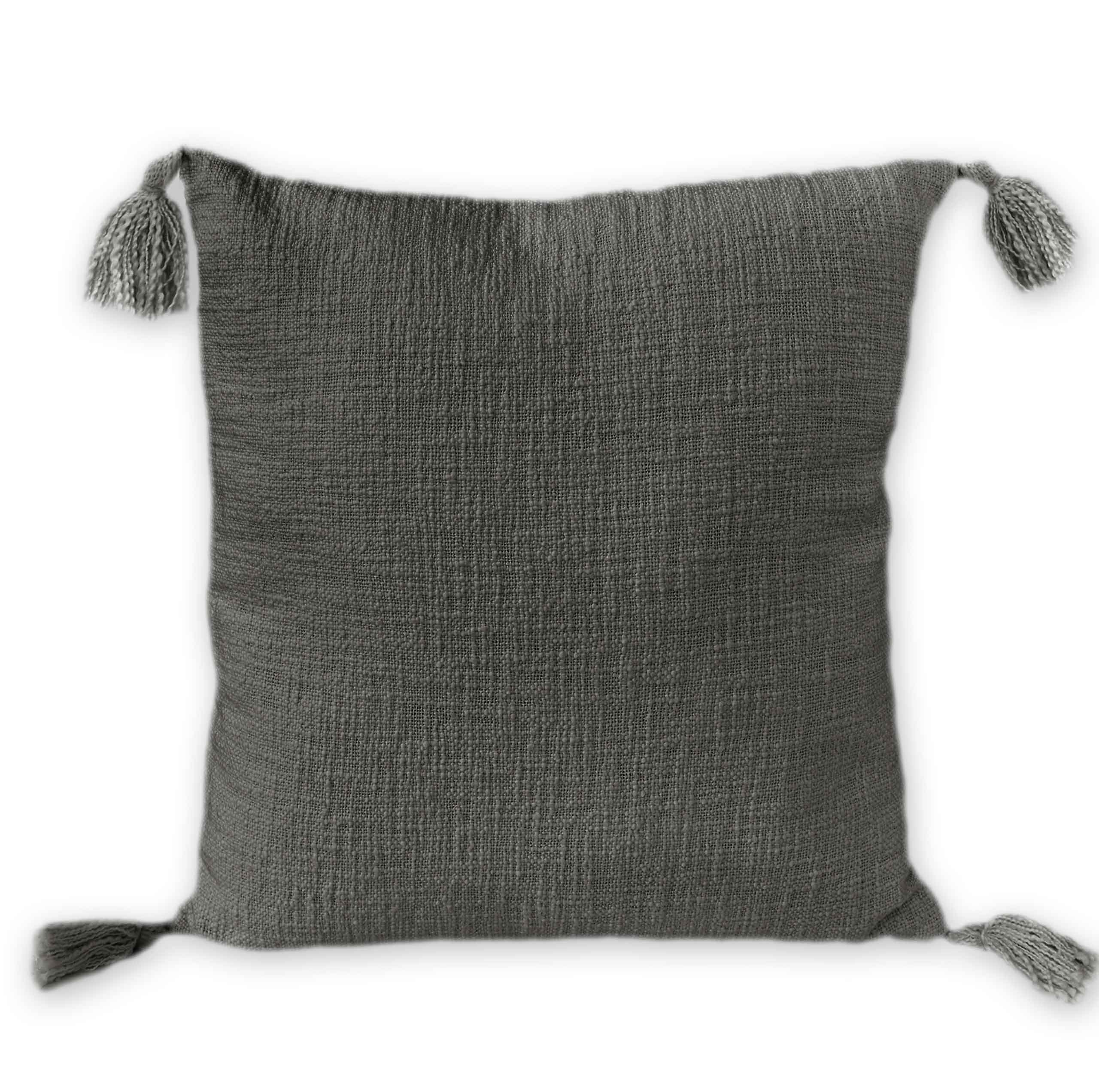 nielsen HOME Kissenbezug Zoe, 45x45 cm, Dunkelgrau (Anthrazit), Baumwolle, Quasten, Bommel