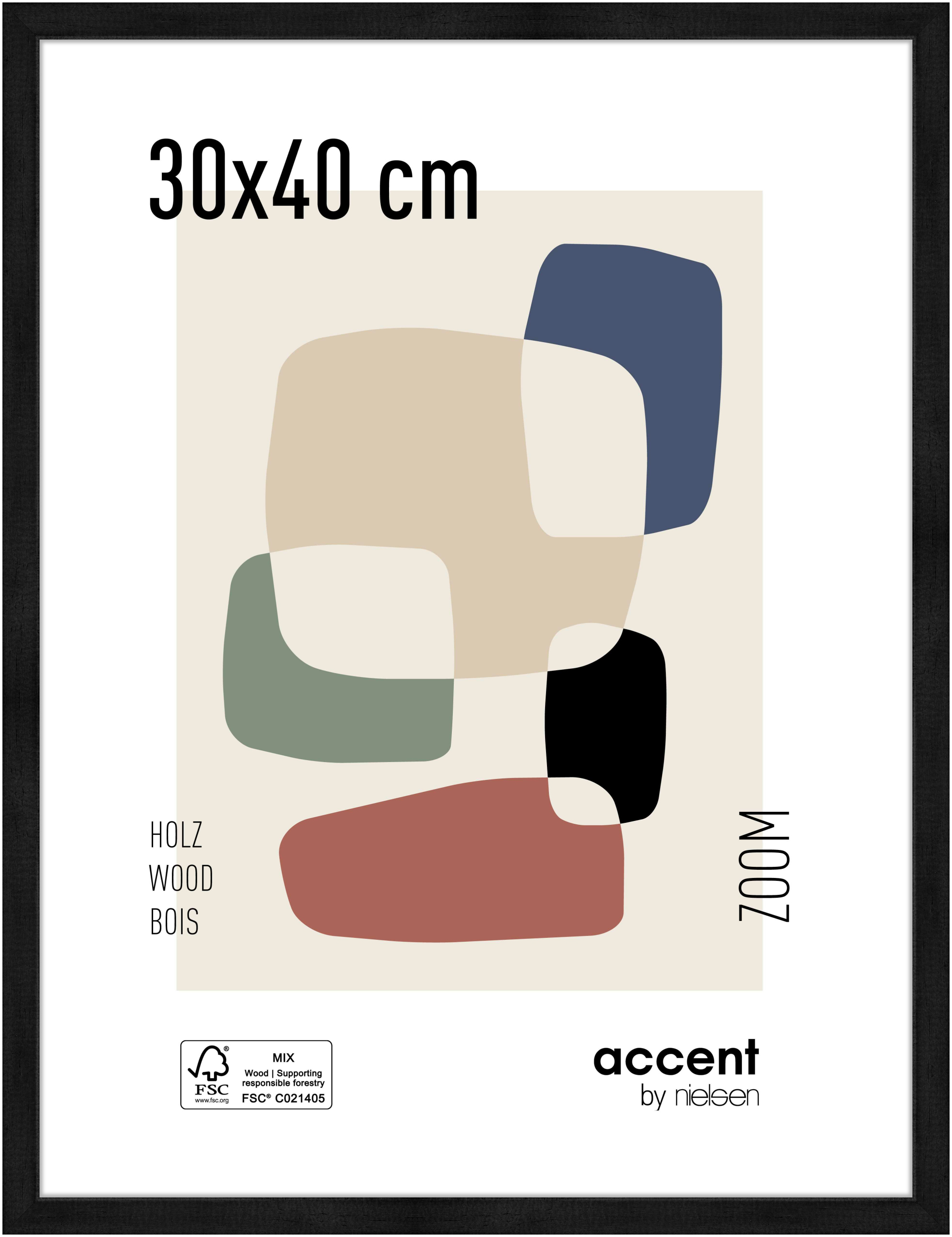 accent by nielsen Holz Bilderrahmen Zoom, 30x40 cm, Schwarz