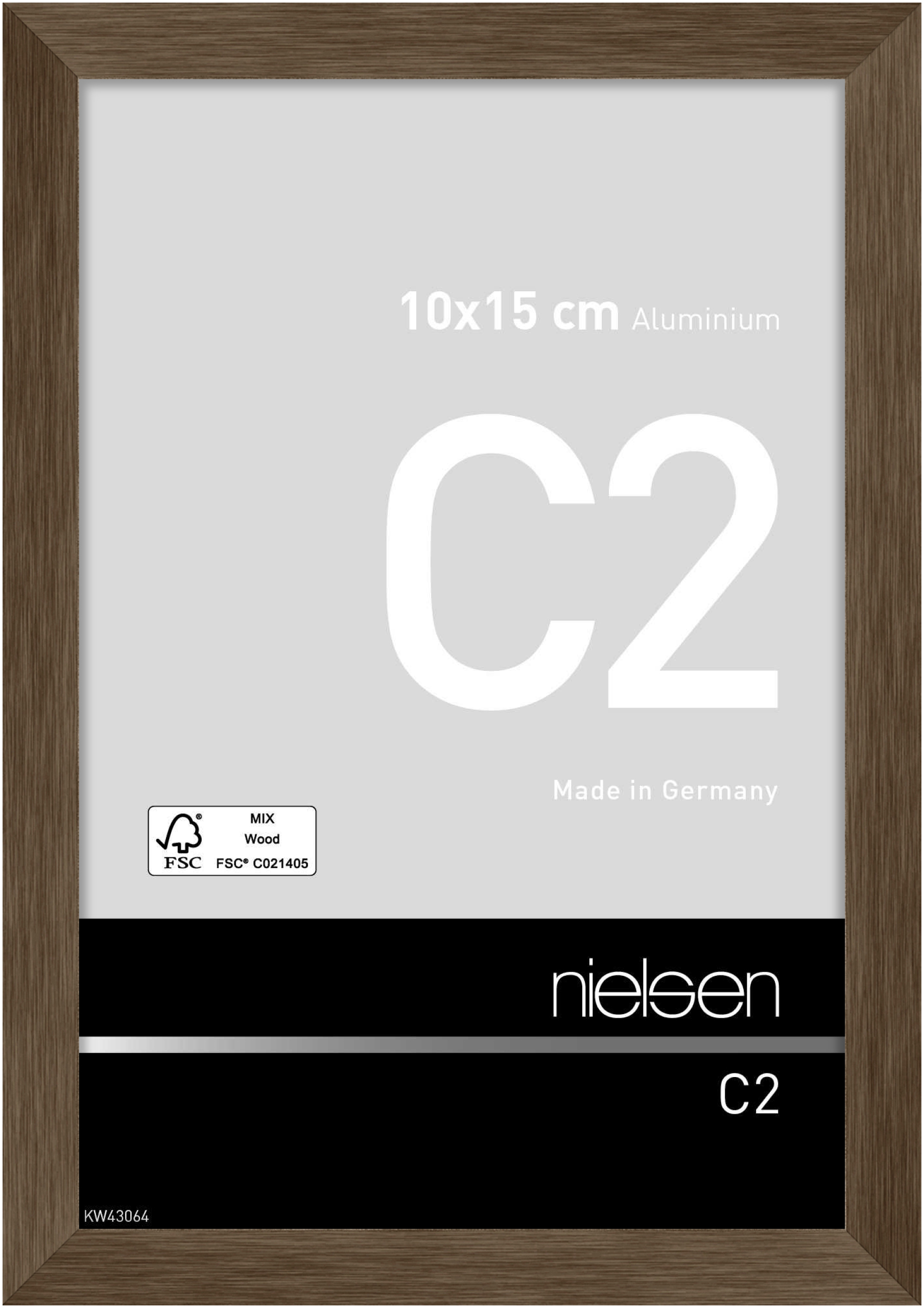 nielsen Aluminium Bilderrahmen C2, 10x15 cm, Struktur Walnuss Matt