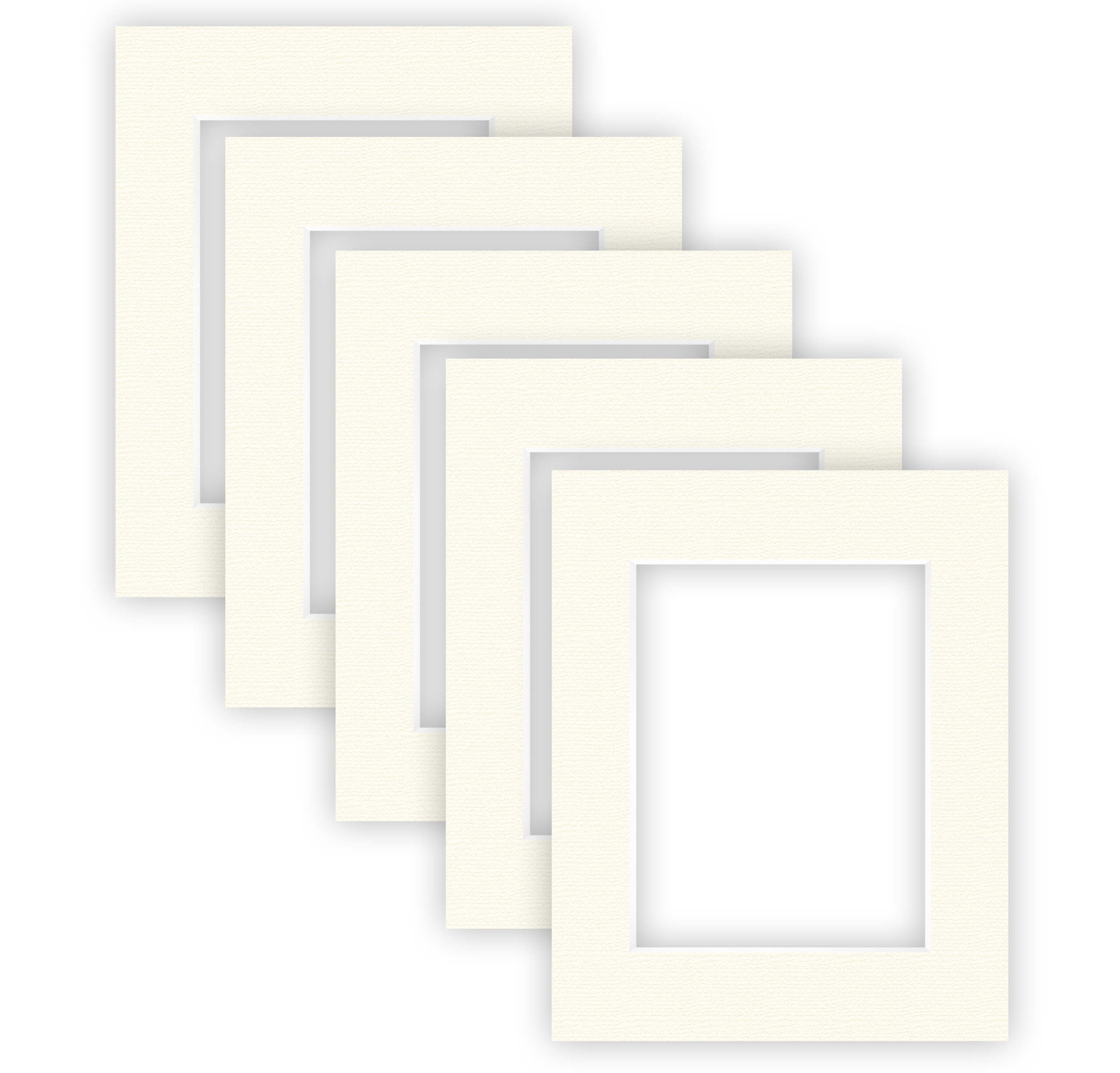 nielsen Conservation Passepartout 2,2 mm, 5er Set, Außenformat 24x30 cm cm für Bildformat 15x20 cm, Cremeweiß mit Struktur