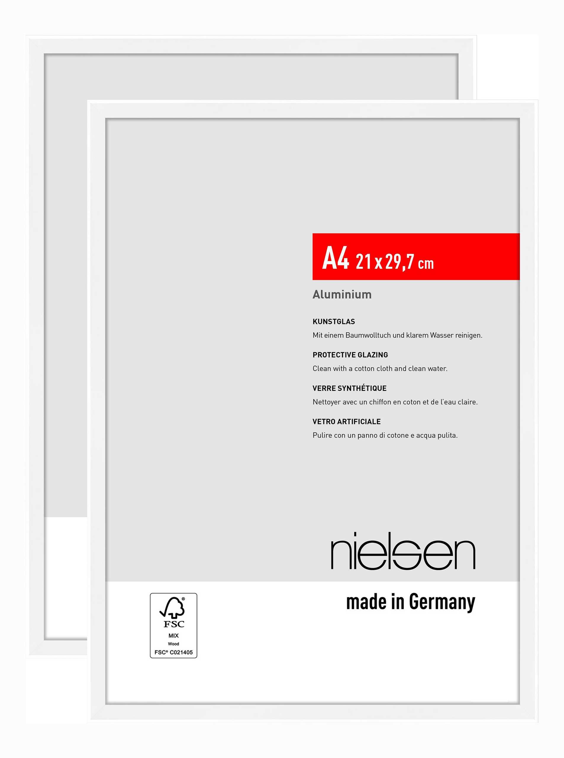 nielsen Bilderrahmen Atlanta (2er Set), A4 21x29,7 cm, Aluminium Weiß Matt