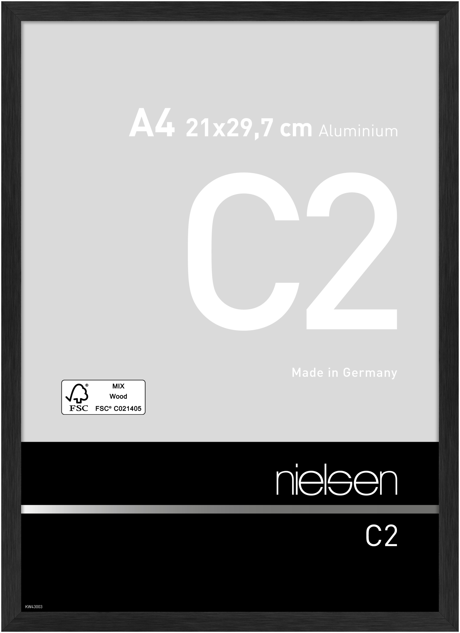 nielsen Aluminium Bilderrahmen C2 Vision, 21,0x29,7cm (A4), Struktur Schwarz matt