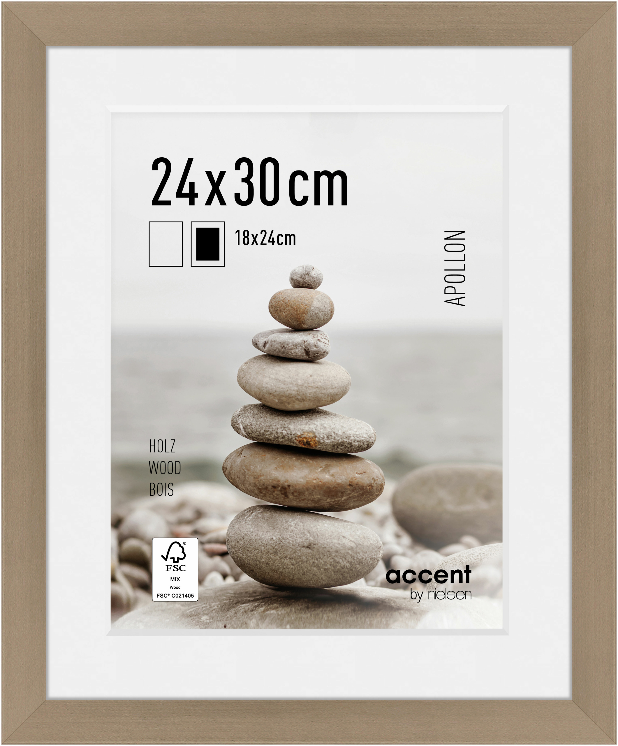 accent by nielsen Holz Bilderrahmen Apollon, 24x30 cm, Silber
