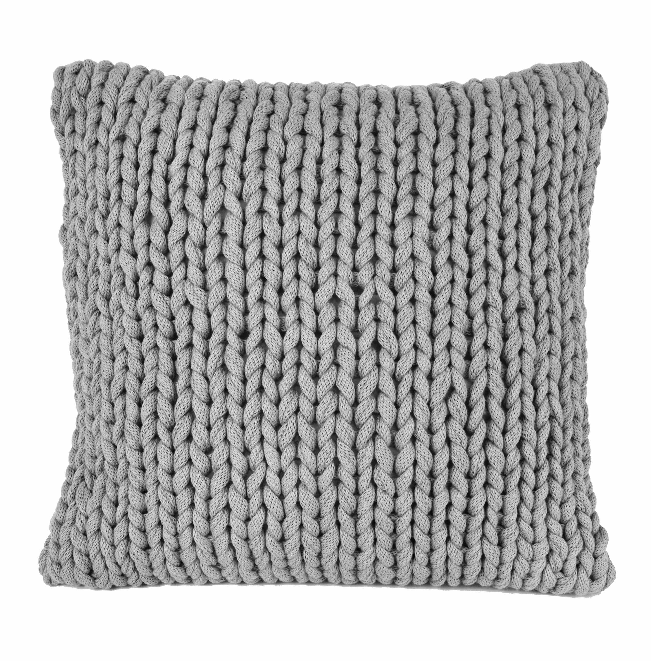 nielsen HOME Kissenbezug Marlin gestrickt, 50x50 cm, Hellgrau, 100% Baumwolle, Strick, OEKO-TEX Standard 100