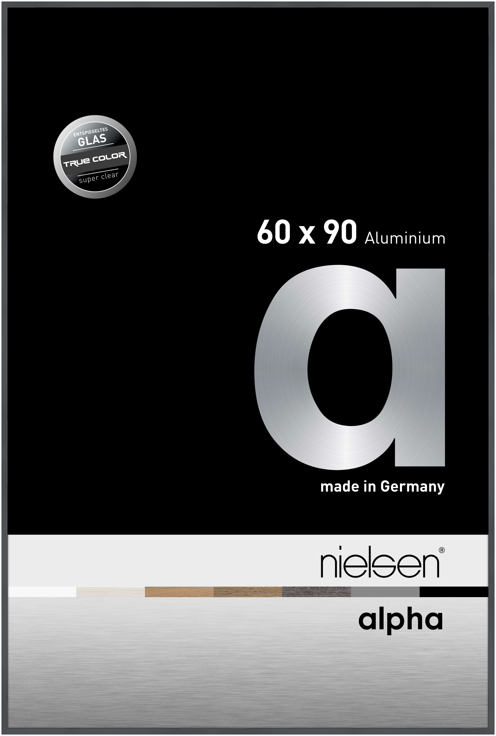 nielsen Aluminium Bilderrahmen Alpha True Color, 60x90 cm, Dunkelgrau Glanz