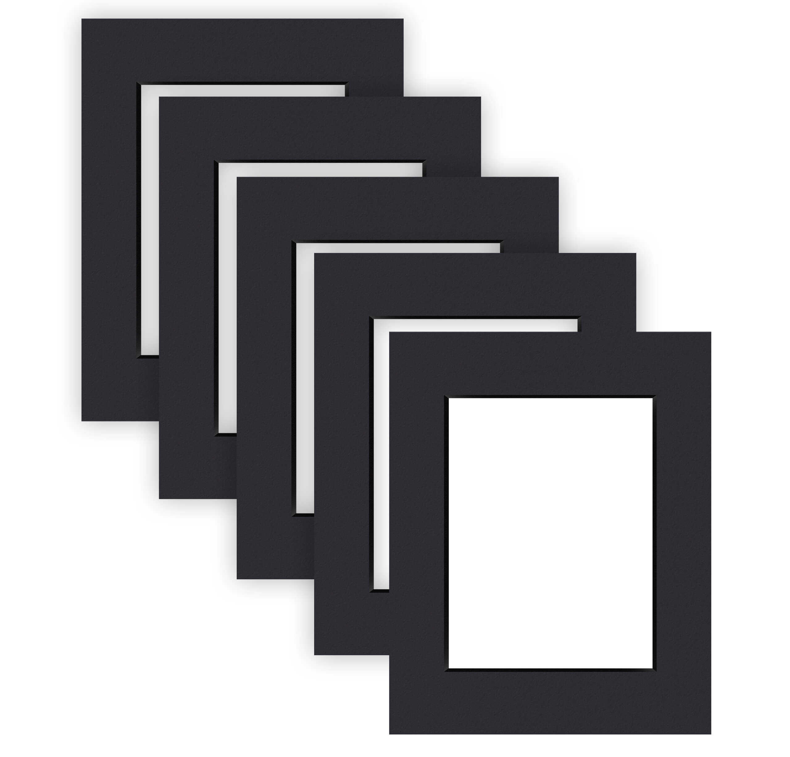 nielsen Conservation Passepartout 2,2 mm, 5er Set, Außenformat 24x30 cm cm für Bildformat 15x20 cm, Schwarz glatt