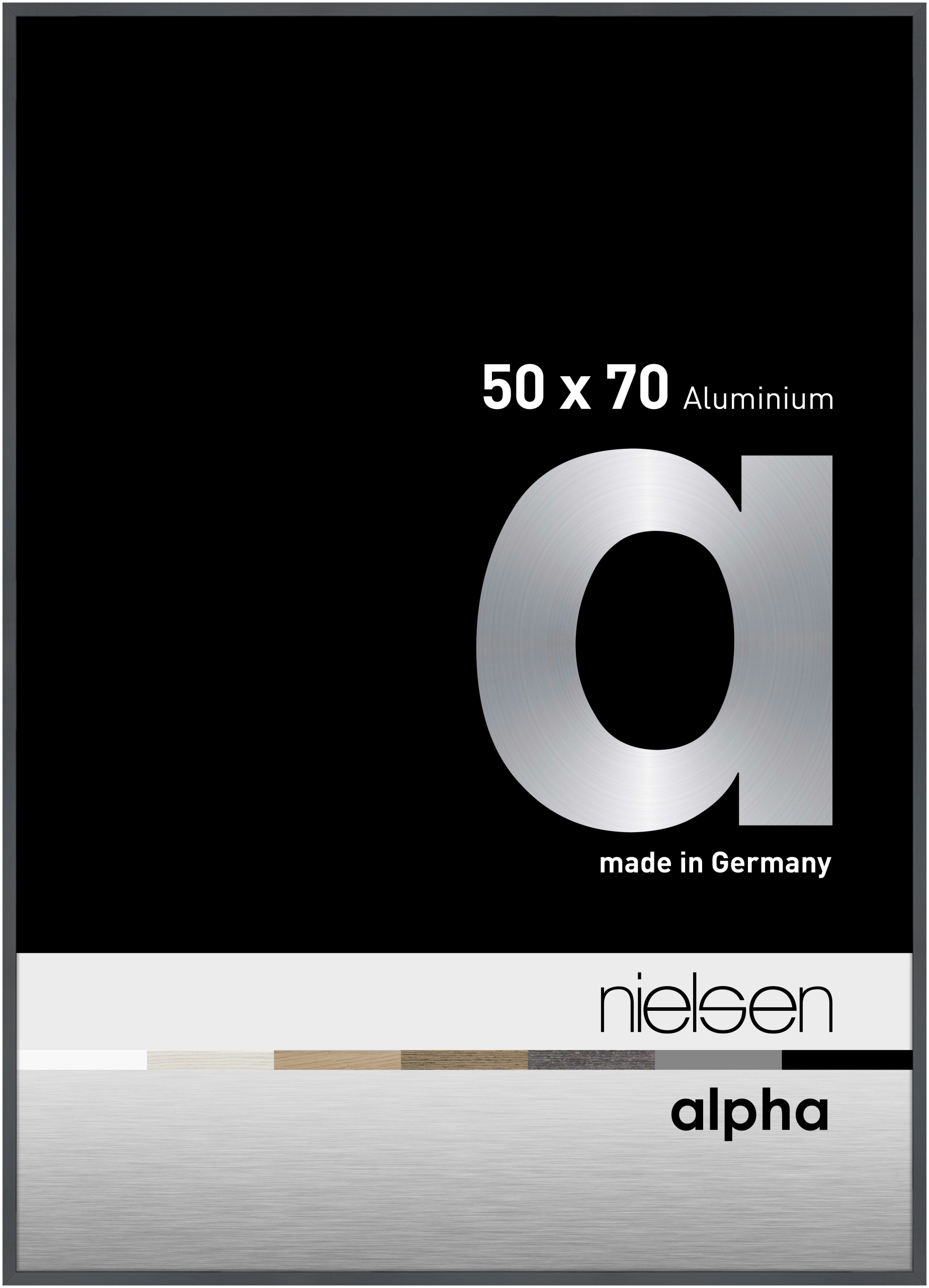 nielsen Aluminium Bilderrahmen Alpha, 50x70 cm, Dunkelgrau Glanz