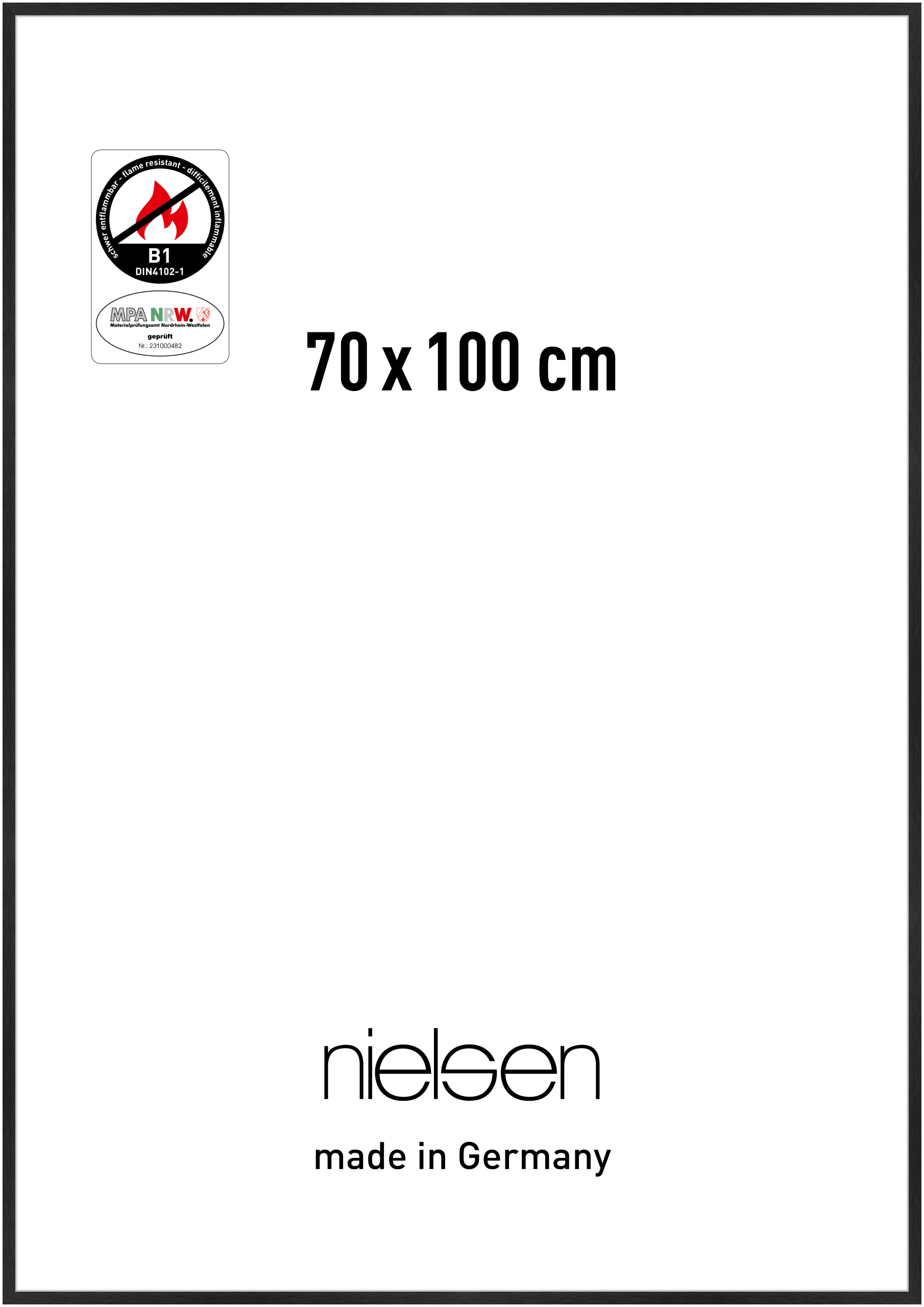 nielsen Aluminium Bilderrahmen C2-B1, 70x100 cm, Struktur Schwarz Matt