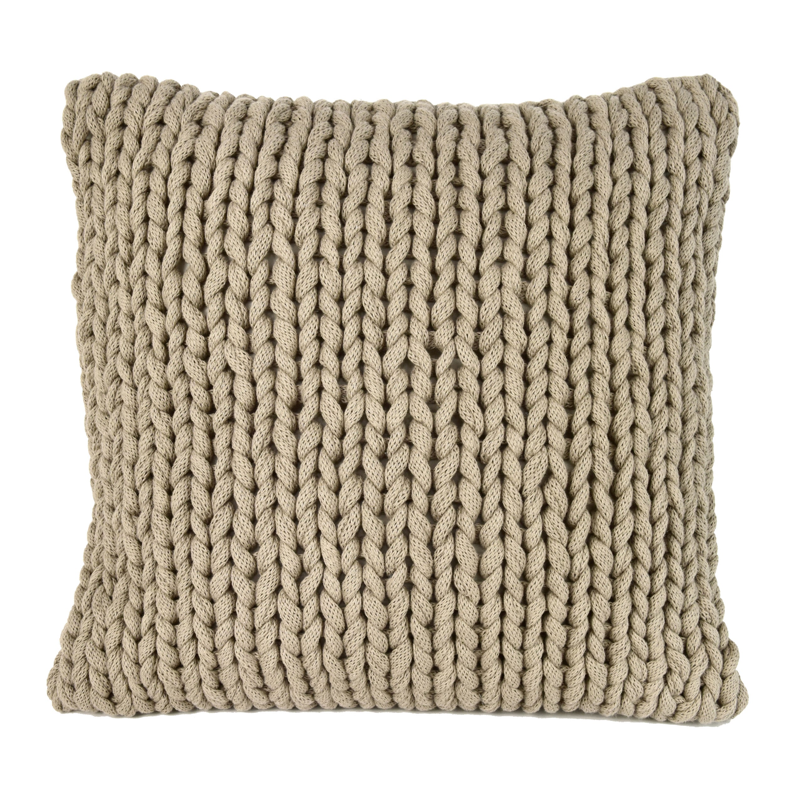 nielsen HOME Kissen Marlin gestrickt, 50x50 cm, Sand,100% Baumwolle,Strick,OEKO-TEX Standard 100, inkl. Füllkissen