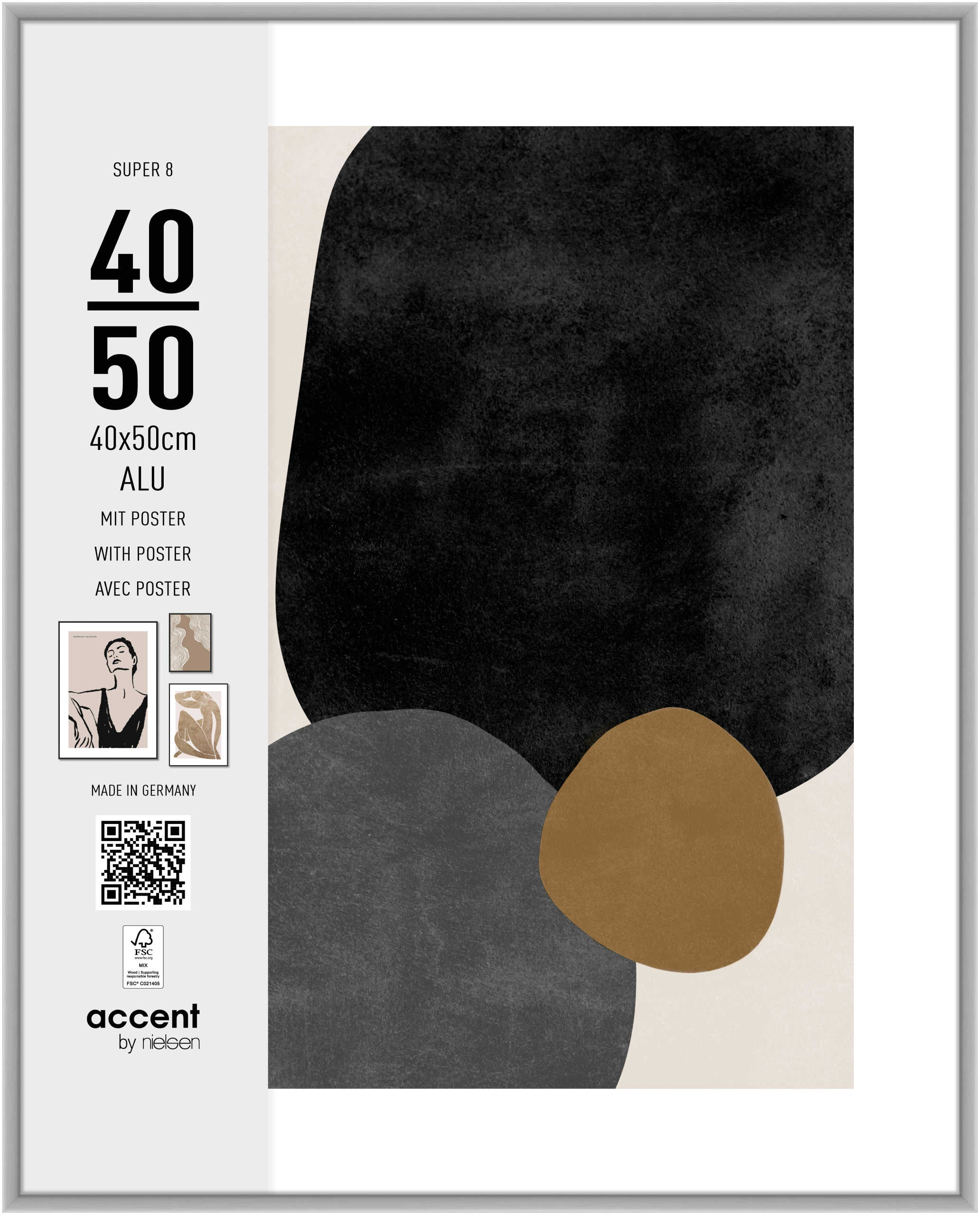 accent by nielsen Aluminium Bilderrahmen Super 8, 40x50 cm, Silber matt