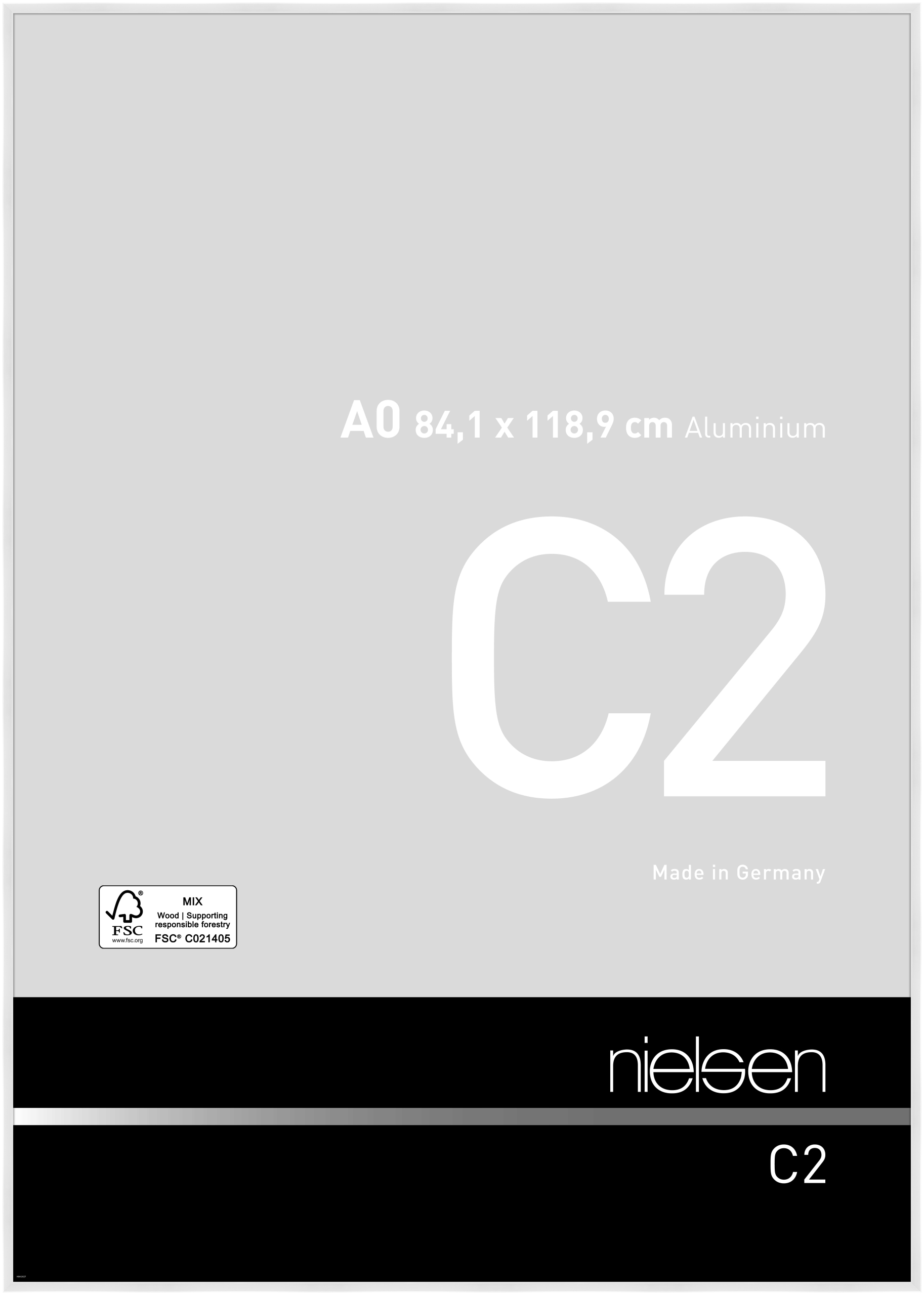 nielsen Aluminium Bilderrahmen C2, 84,1x118,9 cm (A0), Weiß Glanz