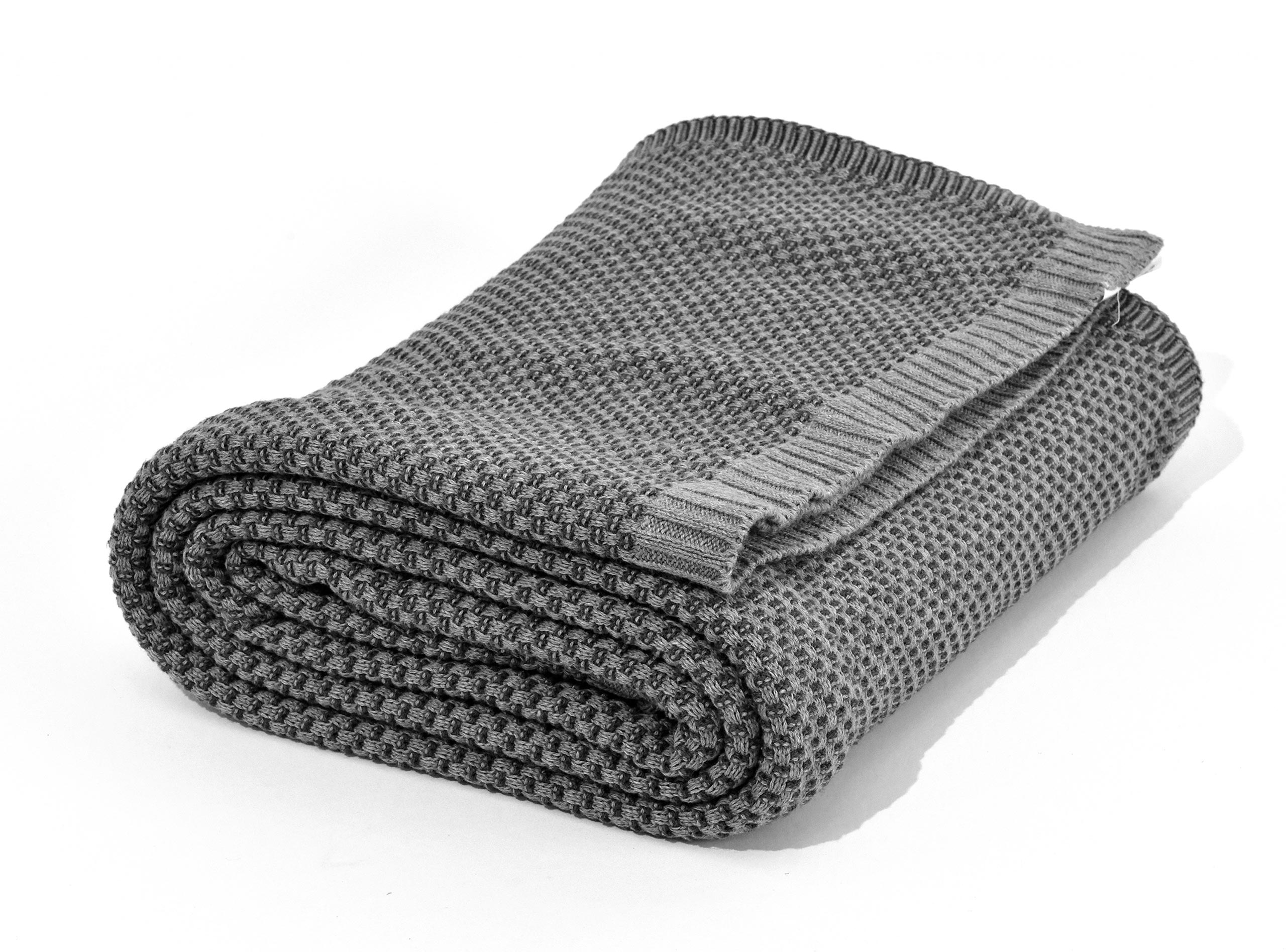 nielsen HOME Wohndecke Akira gestrickt, 150x200 cm, Dunkelgrau / Hellgrau, 100% Baumwolle, Strick, OEKO-TEX Standard 100
