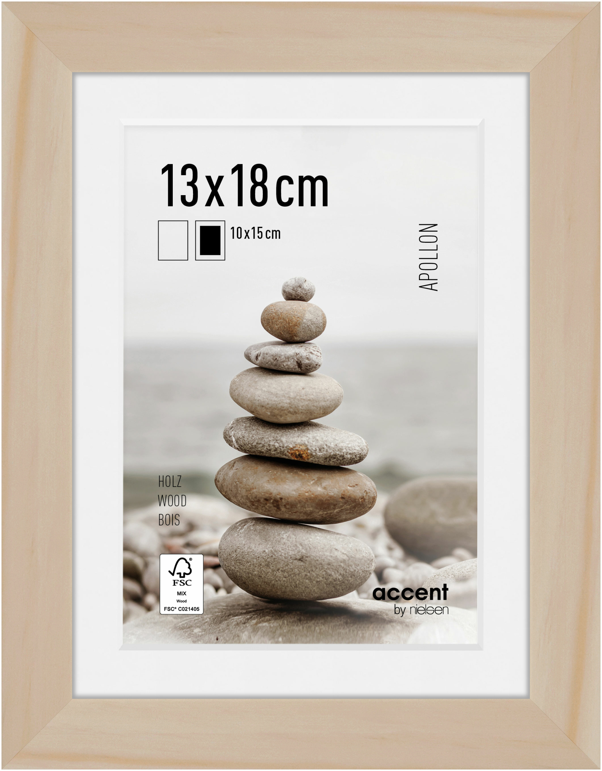 accent by nielsen Holz Bilderrahmen Apollon, 13x18 cm, Natur