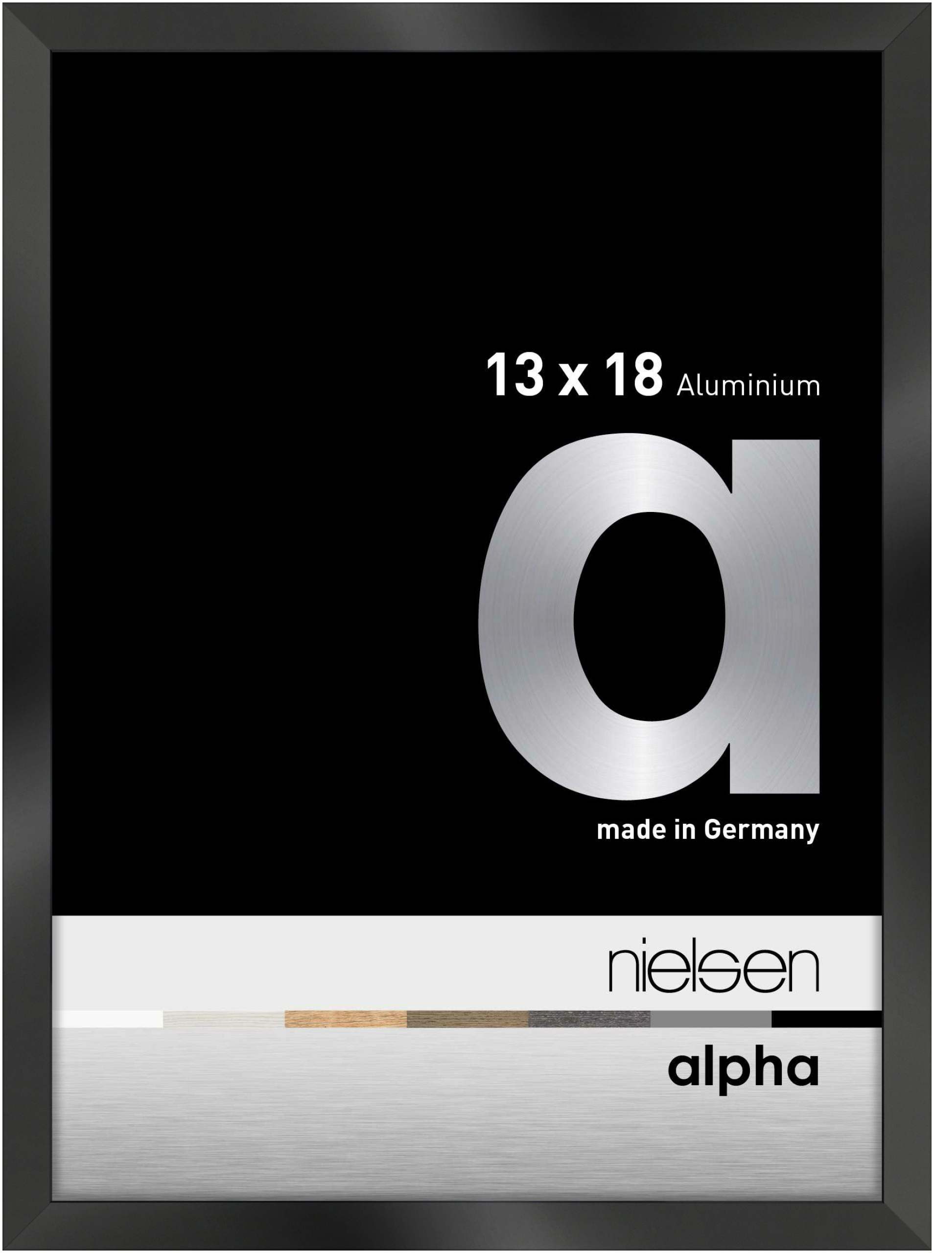 nielsen Aluminium Bilderrahmen Alpha, 13x18 cm, Eloxal Schwarz Glanz