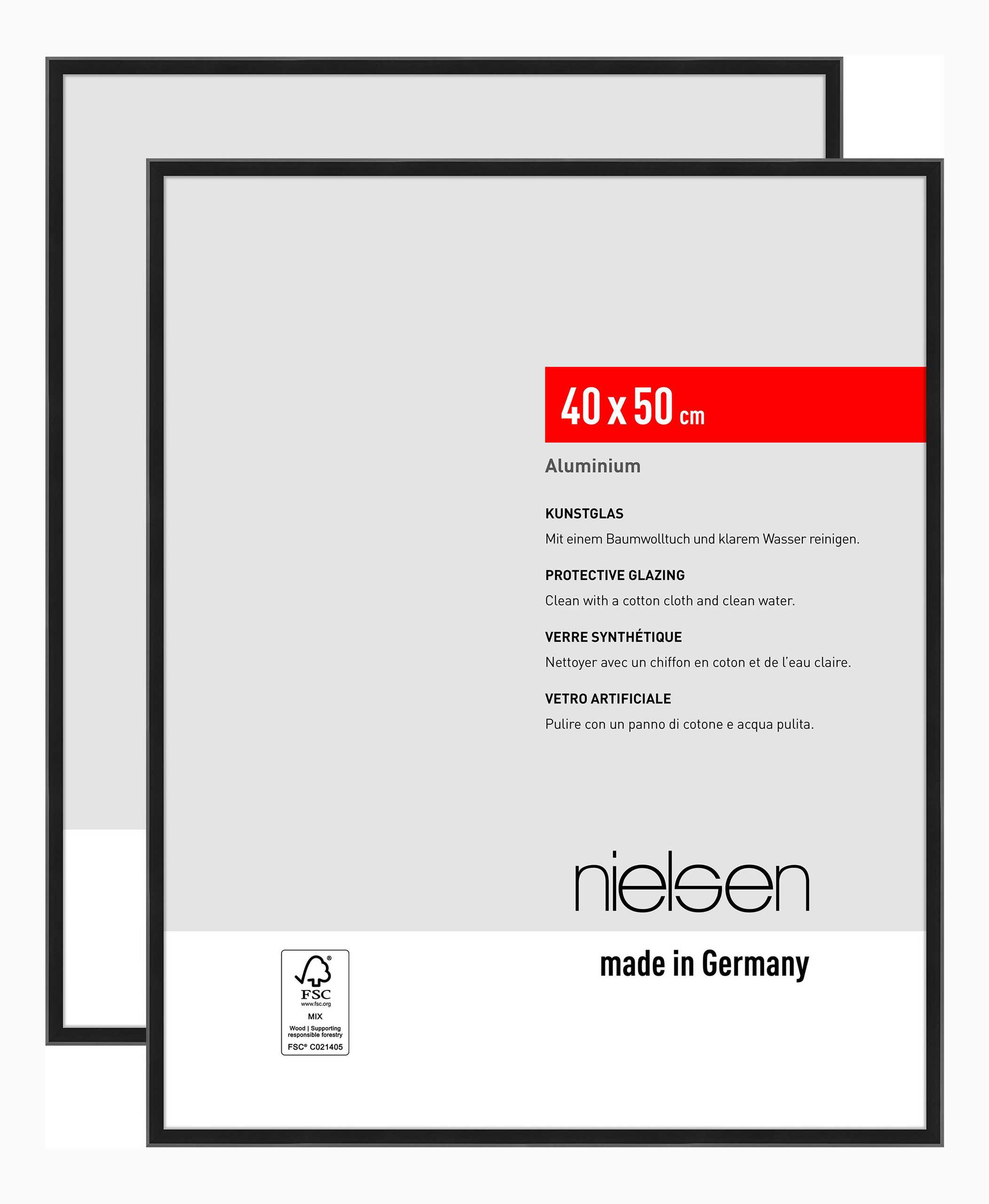 nielsen Bilderrahmen Atlanta (2er Set), 40x50 cm, Aluminium Schwarz Matt