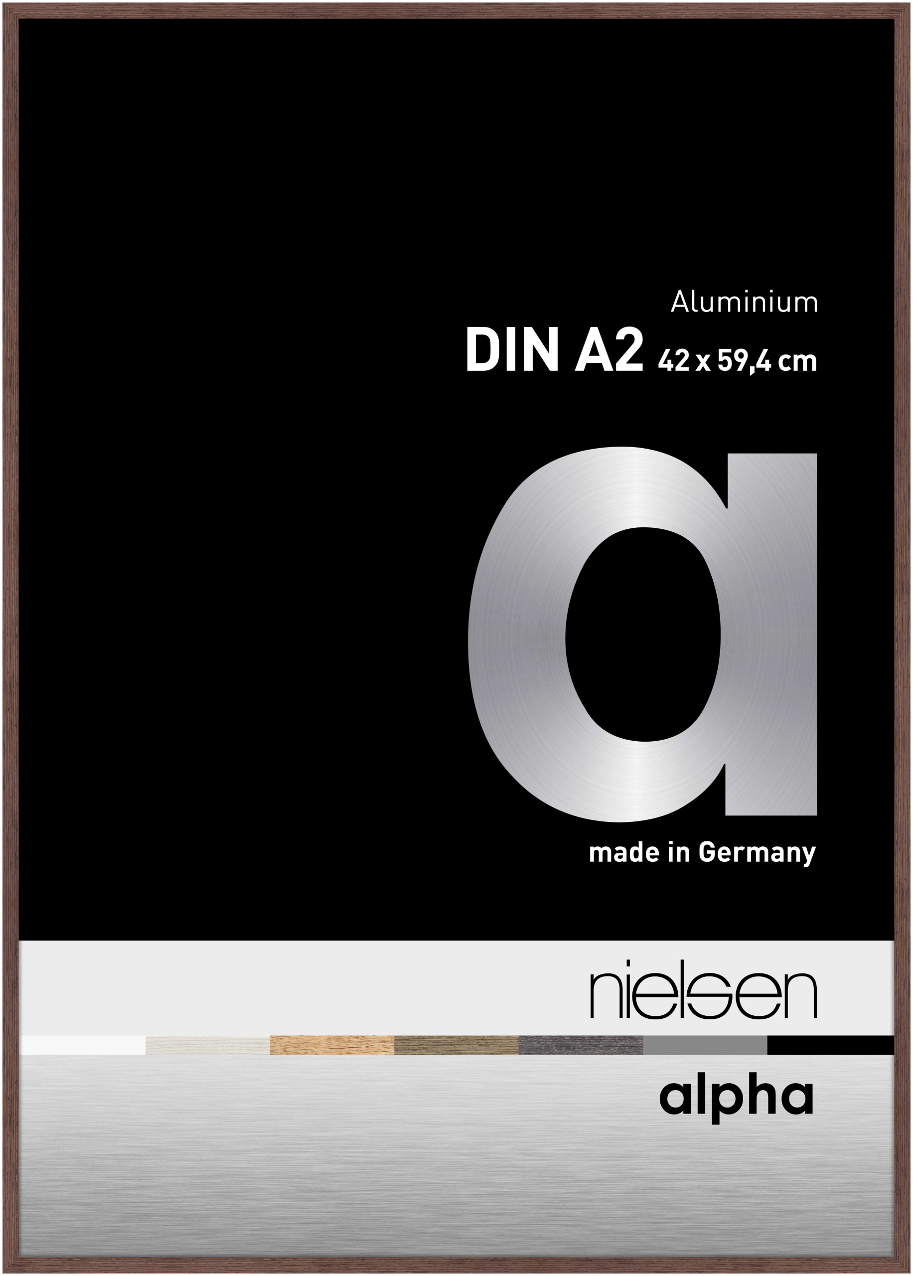 nielsen Aluminium Bilderrahmen Alpha, 42x59,4 cm (A2), Wengé Hell