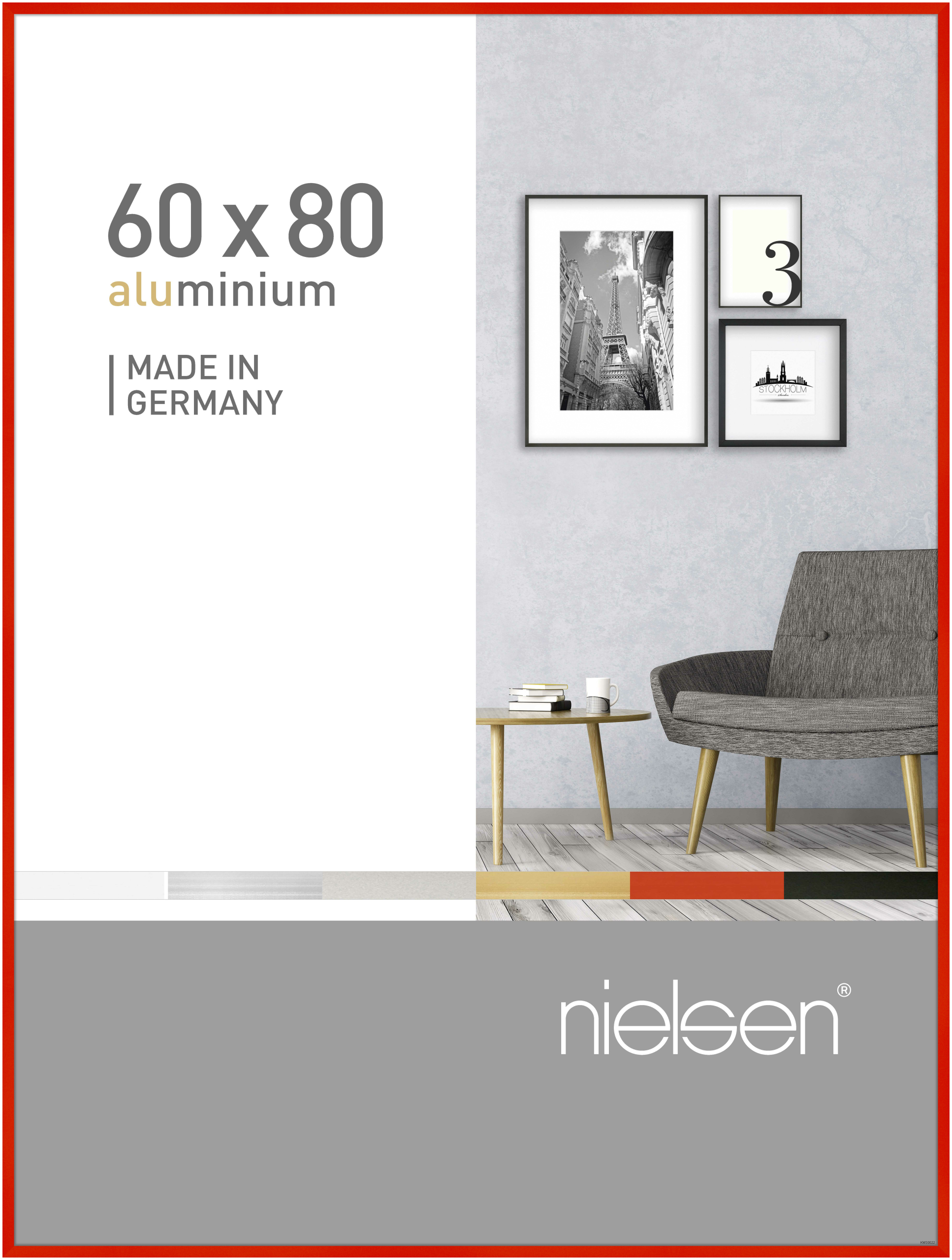 nielsen Aluminium Bilderrahmen Pixel, 60x80 cm, Tornado Rot