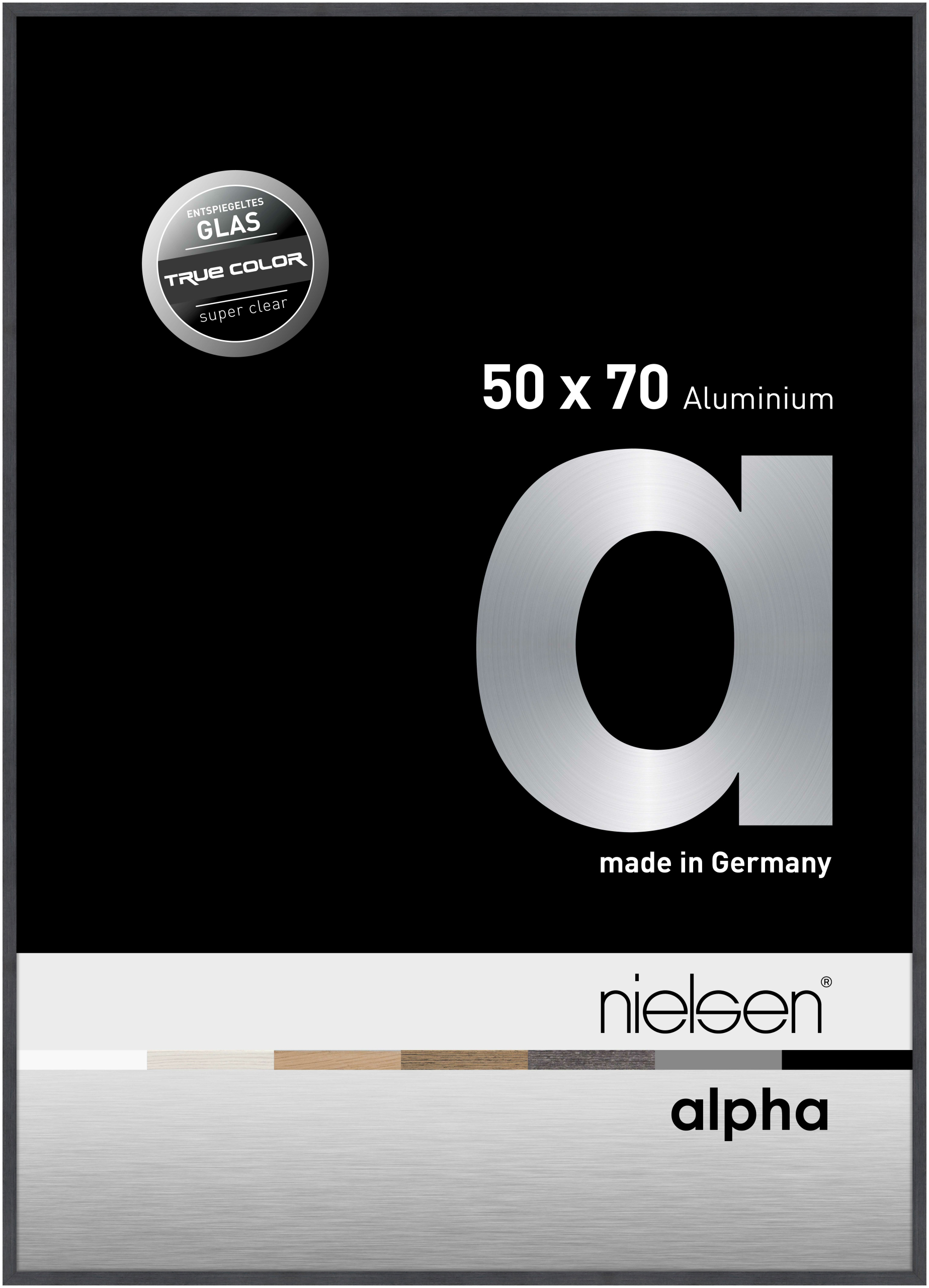 nielsen Aluminium Bilderrahmen Alpha True Color, 50x70 cm, Grau