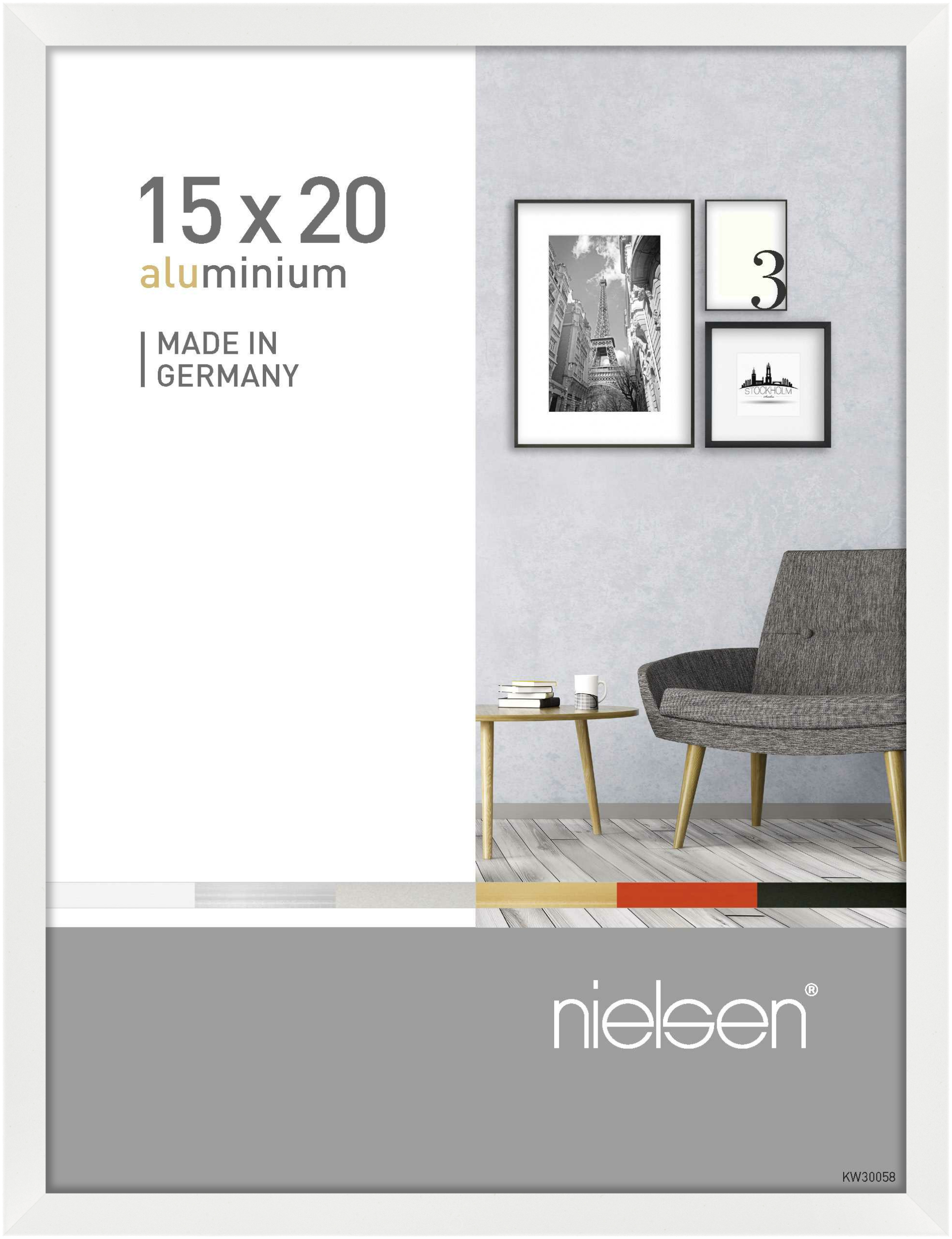 nielsen Aluminium Bilderrahmen Pixel, 15x20 cm, Weiß Glanz