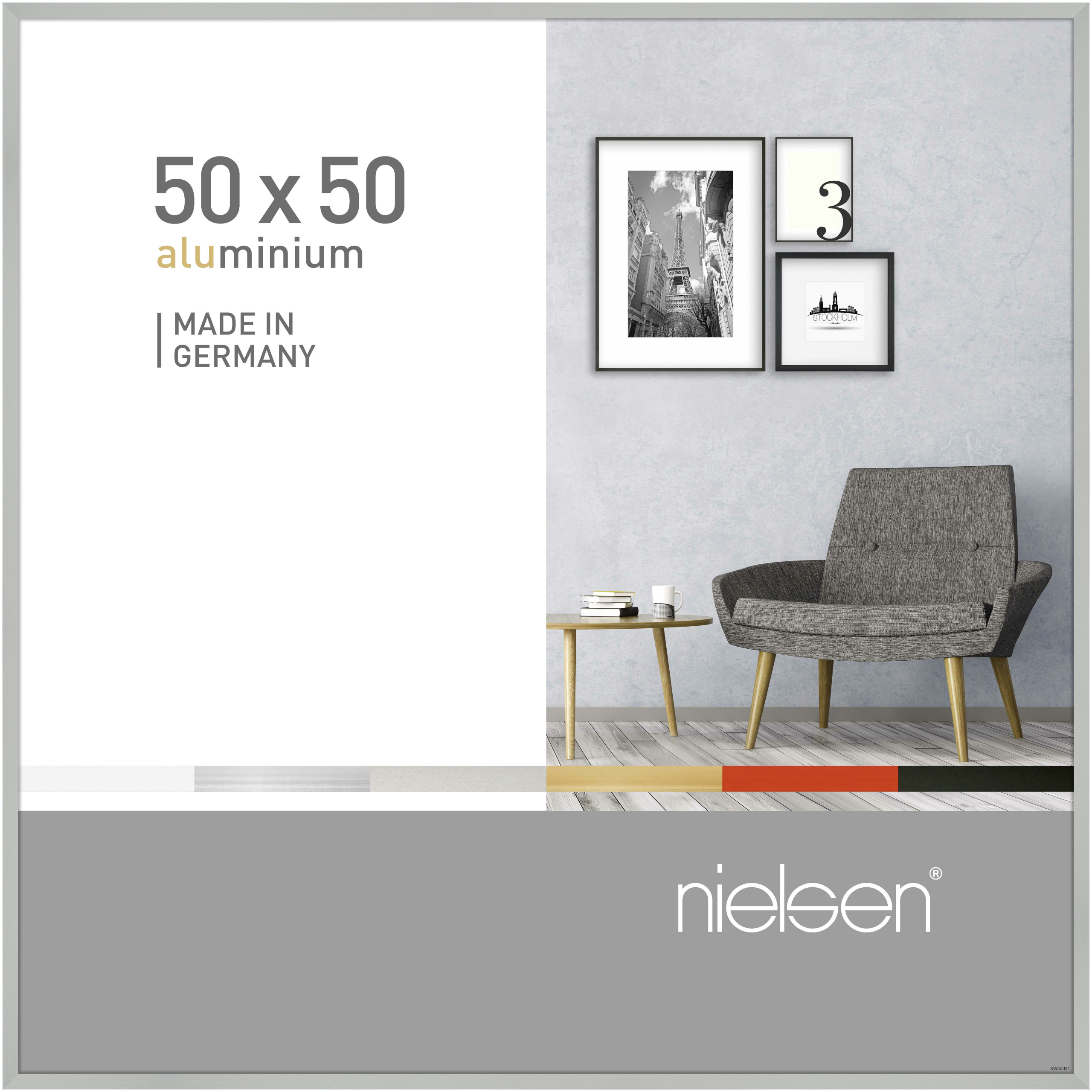 nielsen Aluminium Bilderrahmen Pixel, 50x50 cm, Silber Matt