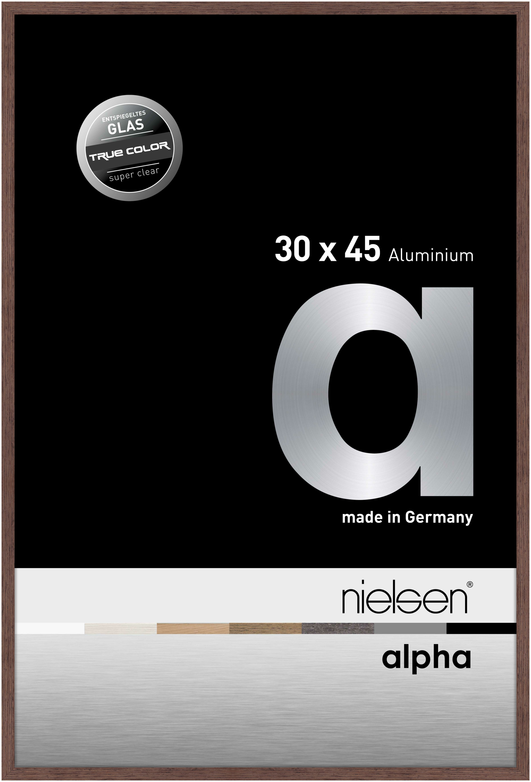 nielsen Aluminium Bilderrahmen Alpha True Color, 30x45 cm, Wengé Hell