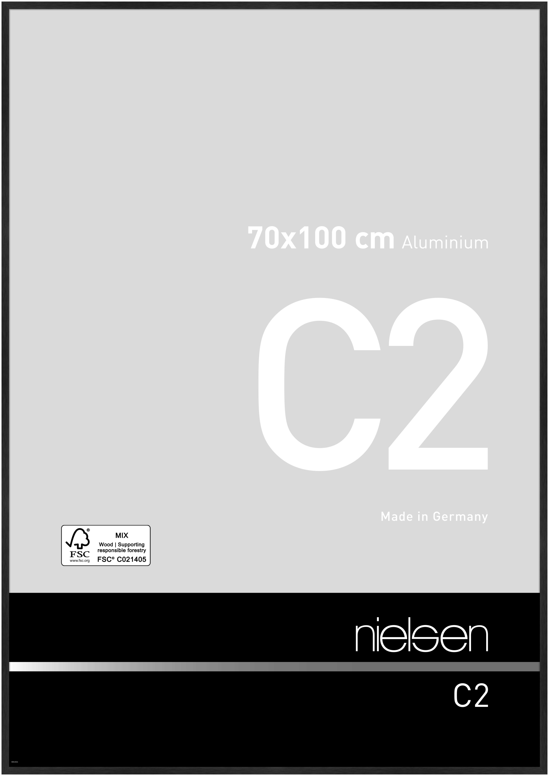 nielsen Aluminium Bilderrahmen C2, 70x100 cm, Struktur Schwarz Matt