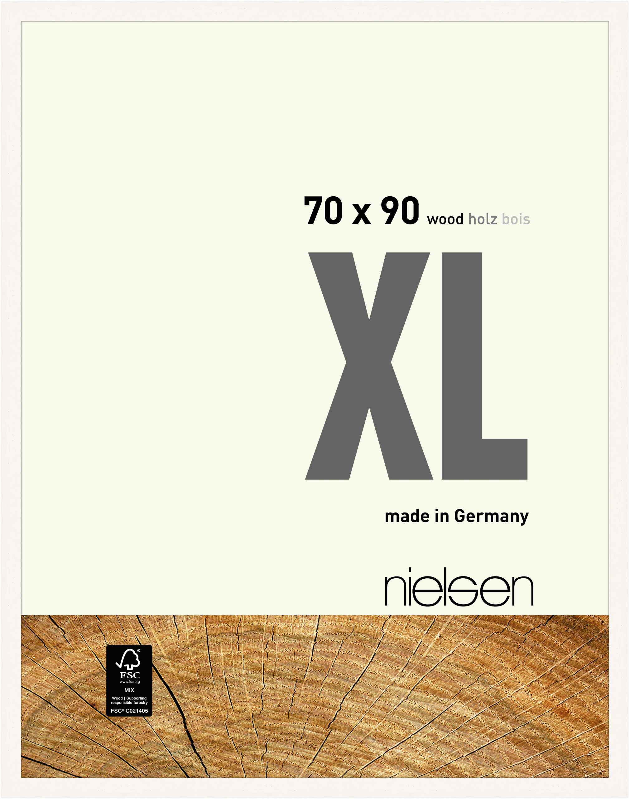 nielsen Holz Bilderrahmen XL, 70x90 cm, Deckend Weiß
